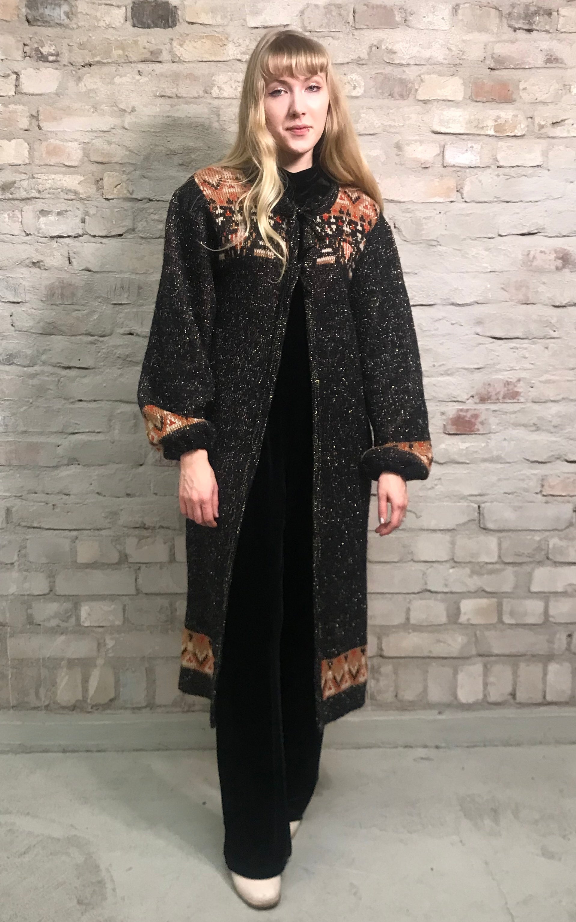 Cardigan lungo scintillante vintage anni '70