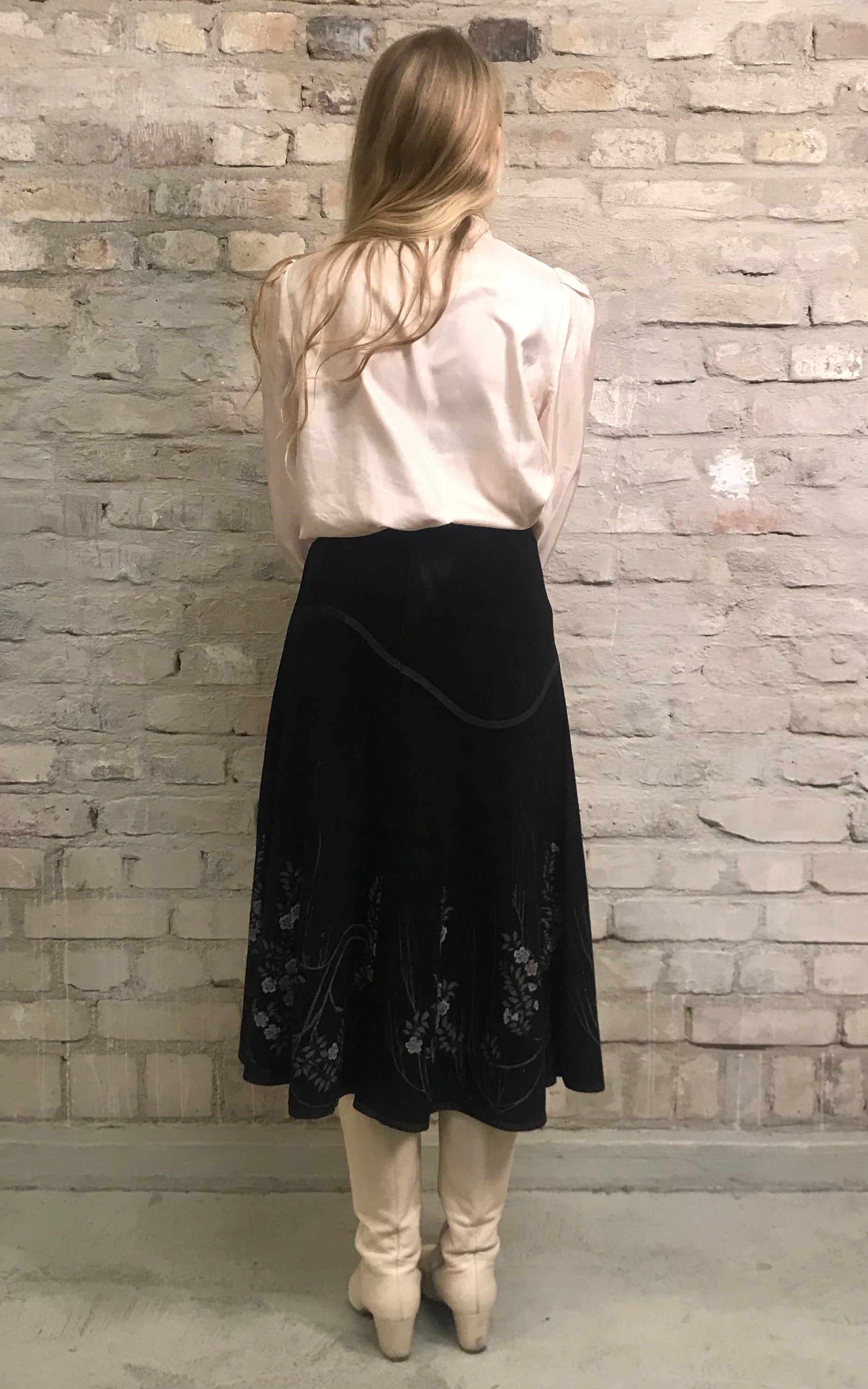 Vintage 70s Suede Roberto Cavalli Skirt Handpainted