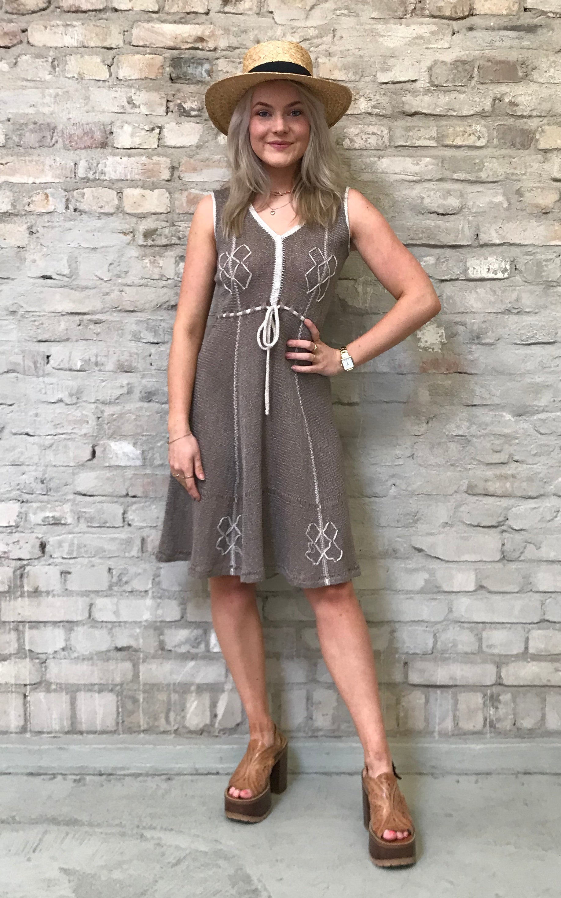 Abito vintage in maglia trasparente di seta anni '70