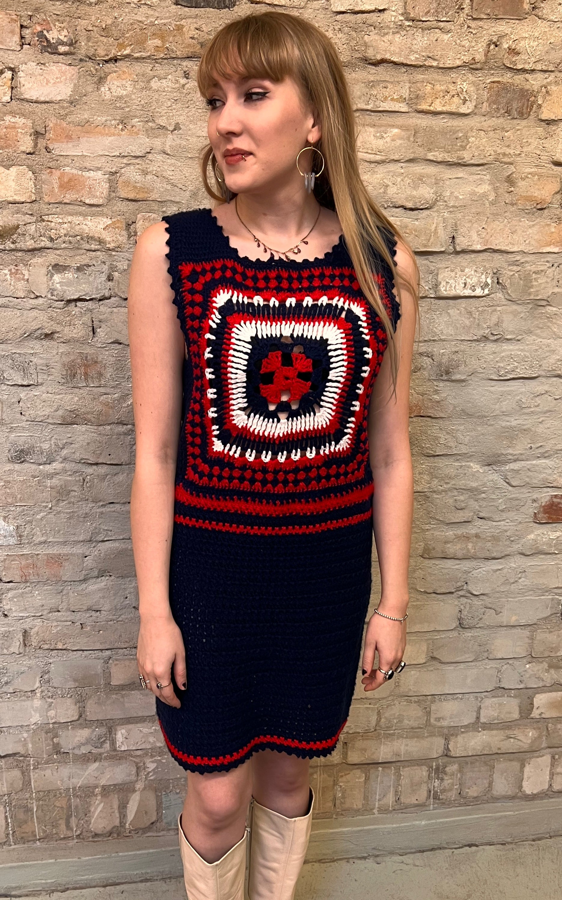 Vintage 60s Crochet Dress