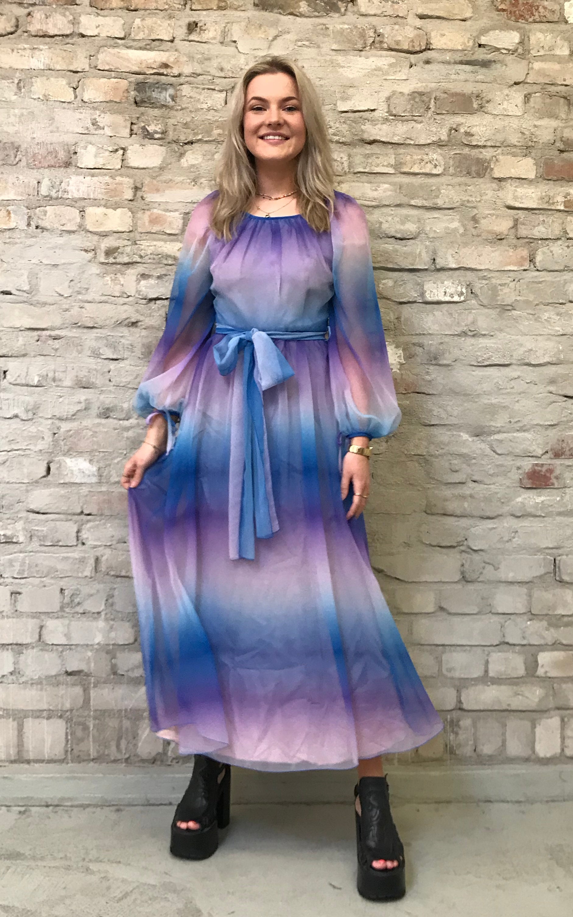 Vintage 70s Vera Mont Rainbow Dress