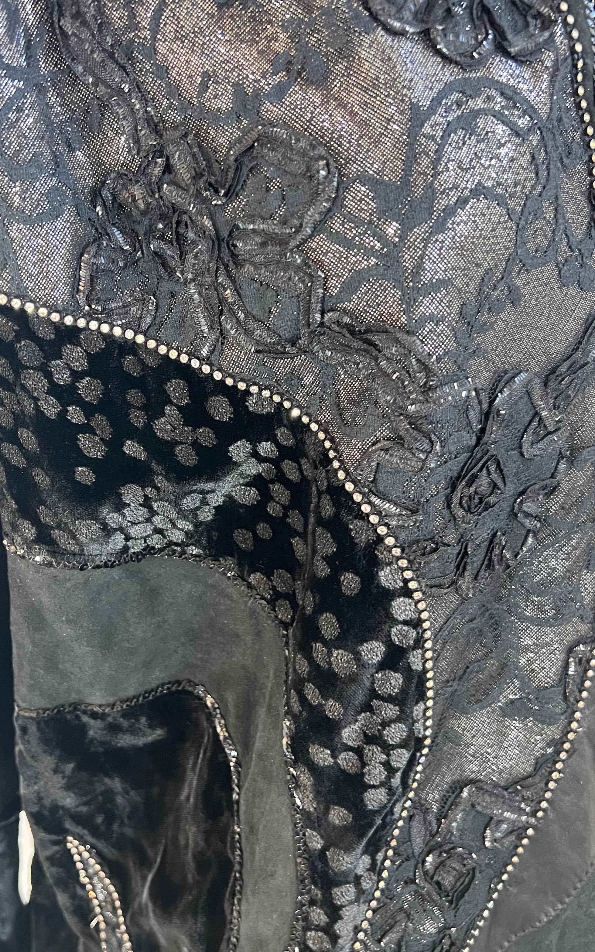 Vintage Roberto Cavalli Silk Velvet And Suede Top