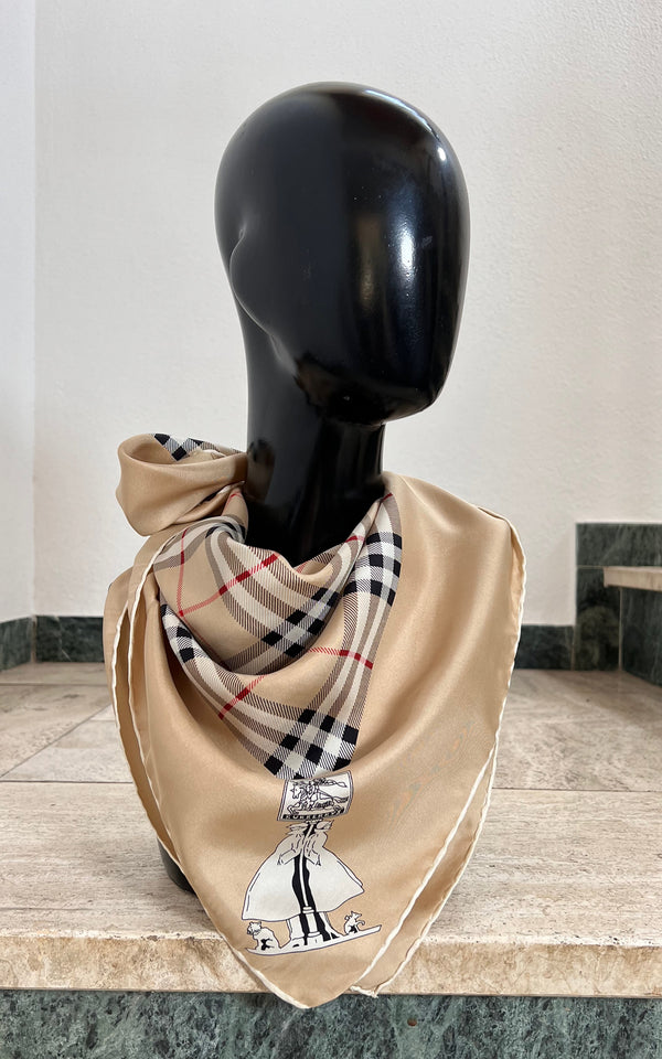 Vintage Burberry Nova Check Silk Foulard