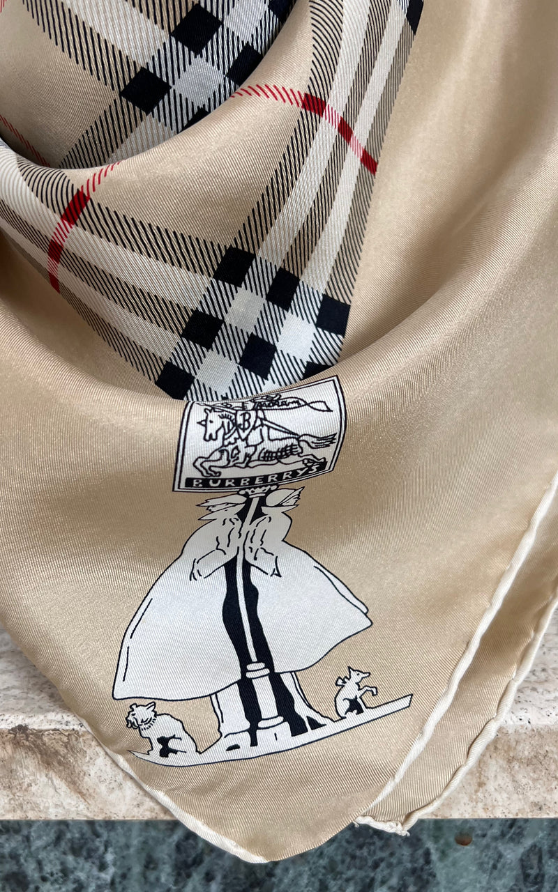 Vintage Burberry Nova Check Silk Foulard