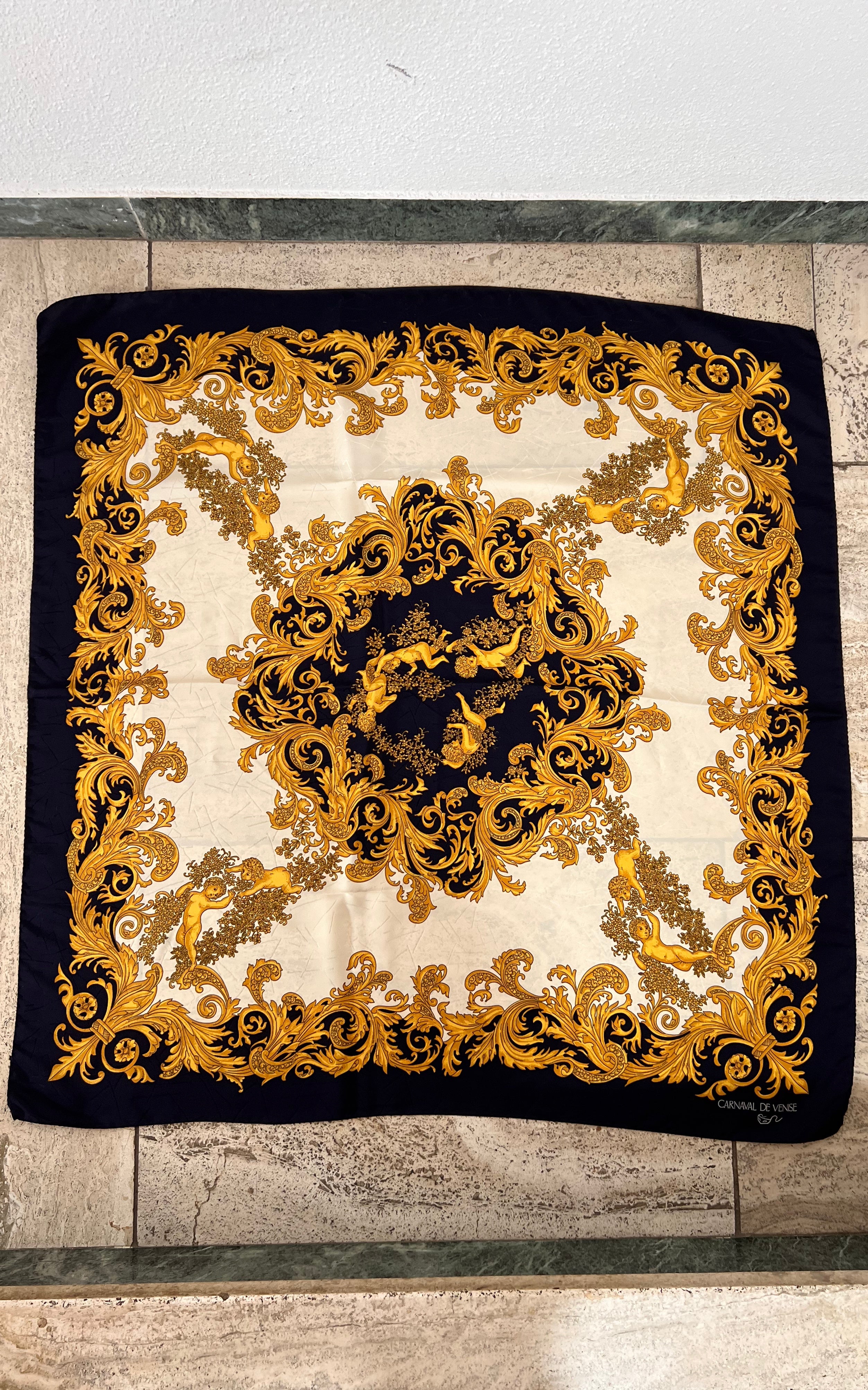 Vintage Carnaval De Venise Silk Foulard