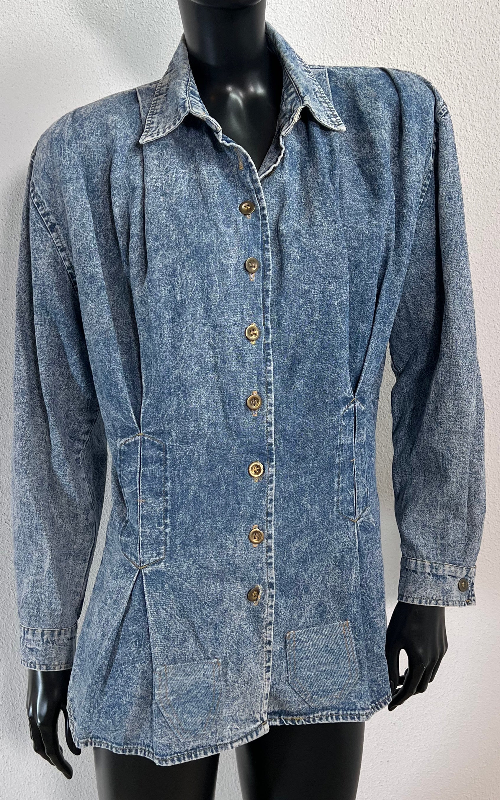 Vintage 80s Jean Bell Acid Wash Blouse