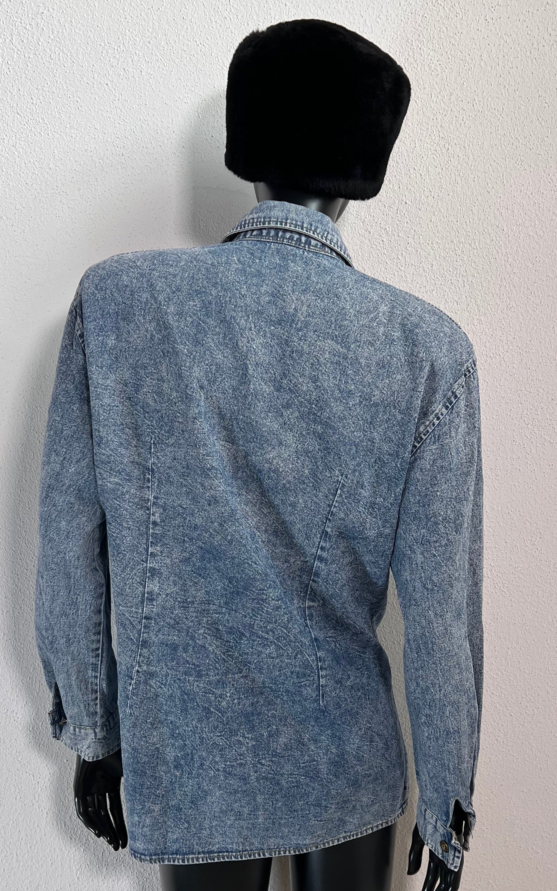 Vintage 80s Jean Bell Acid Wash Blouse