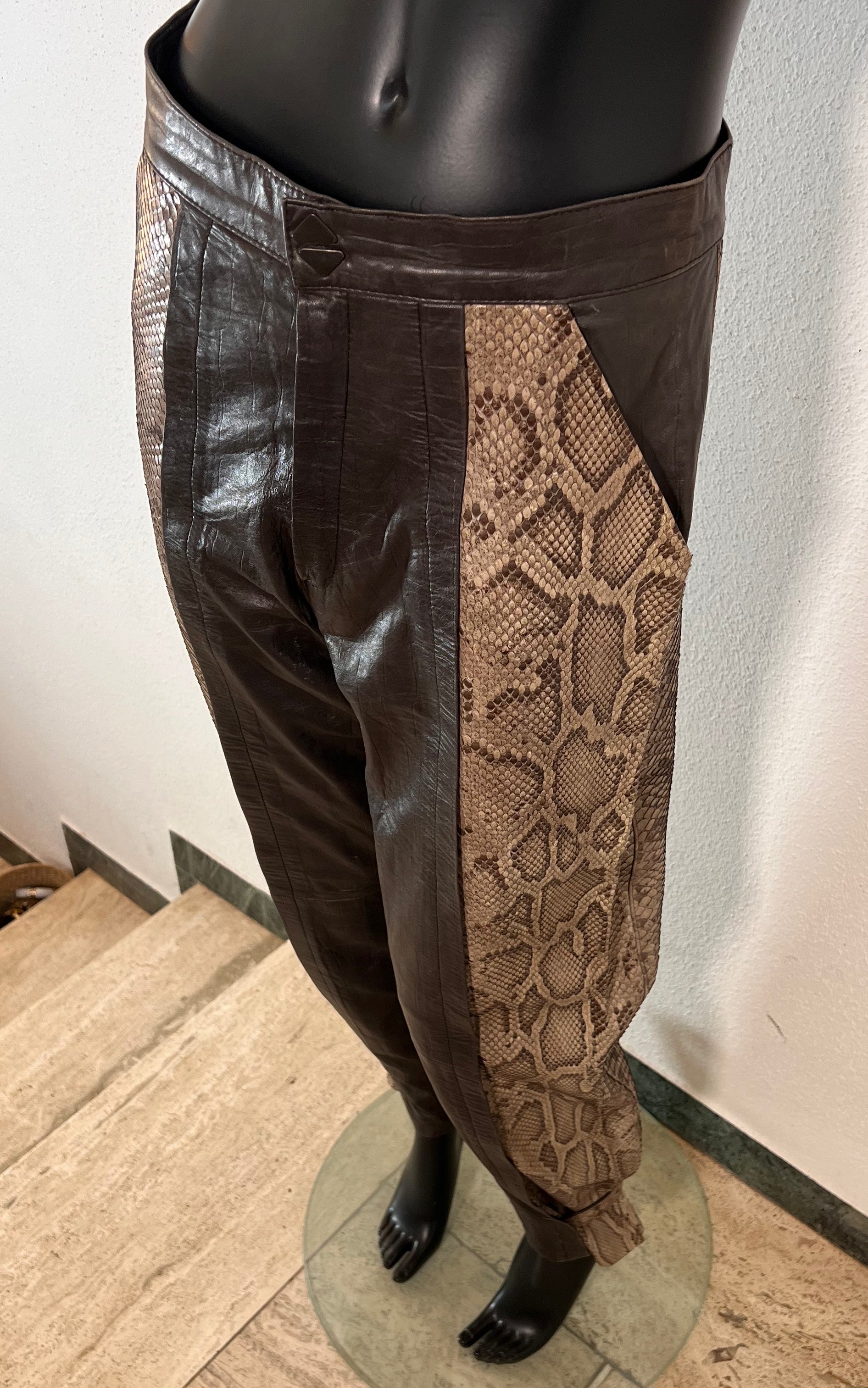 Vintage Python Skin and Leather Pants