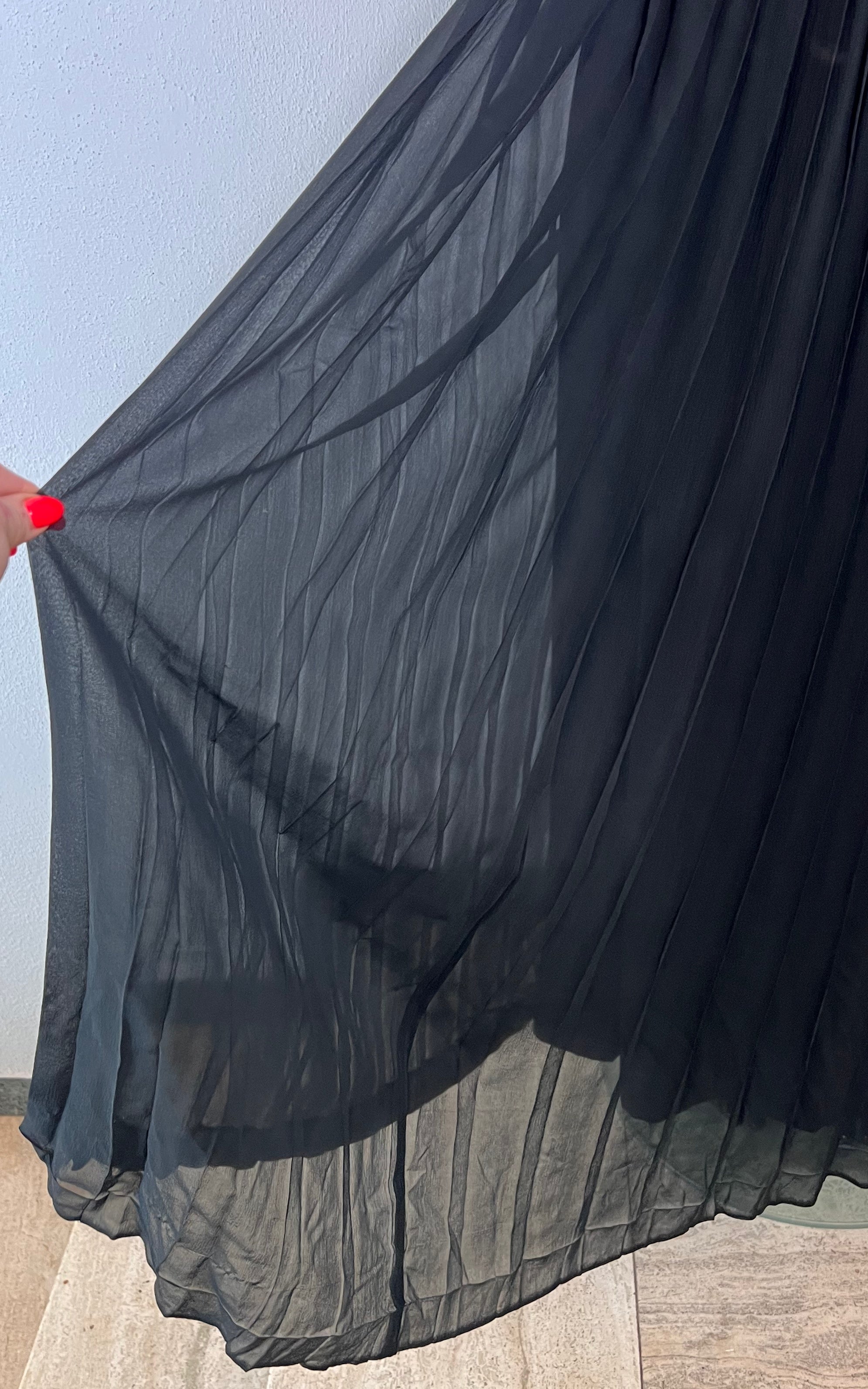 Vintage Pleated Maxi Silk Skirt