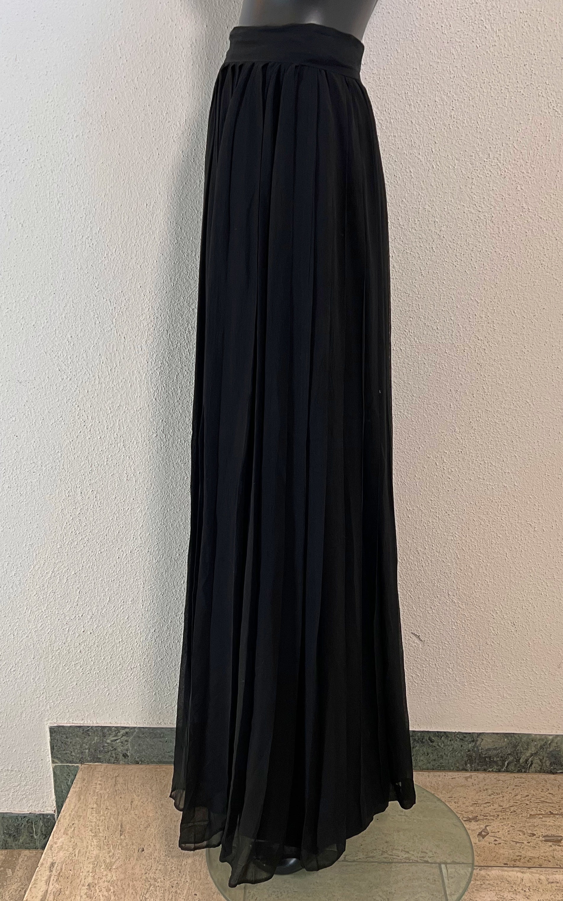 Vintage Pleated Maxi Silk Skirt