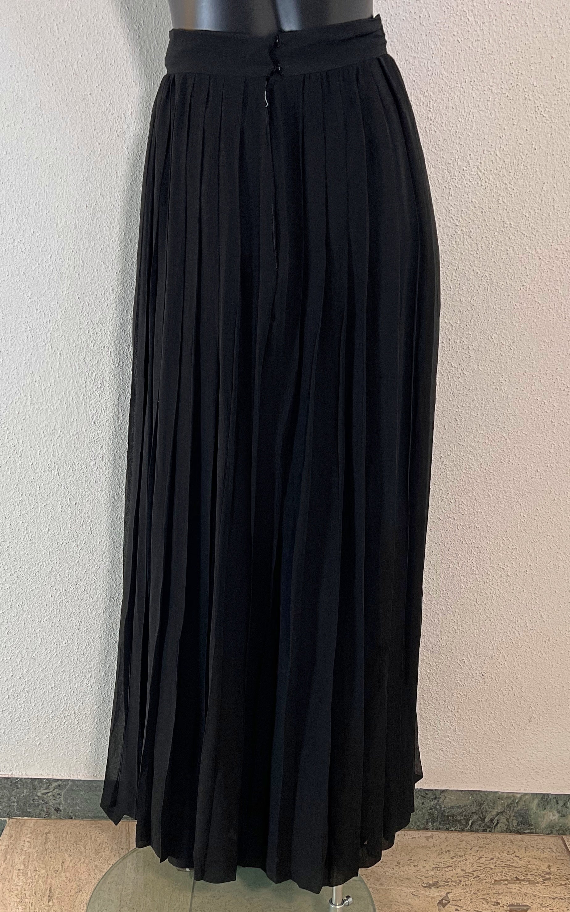 Vintage Pleated Maxi Silk Skirt
