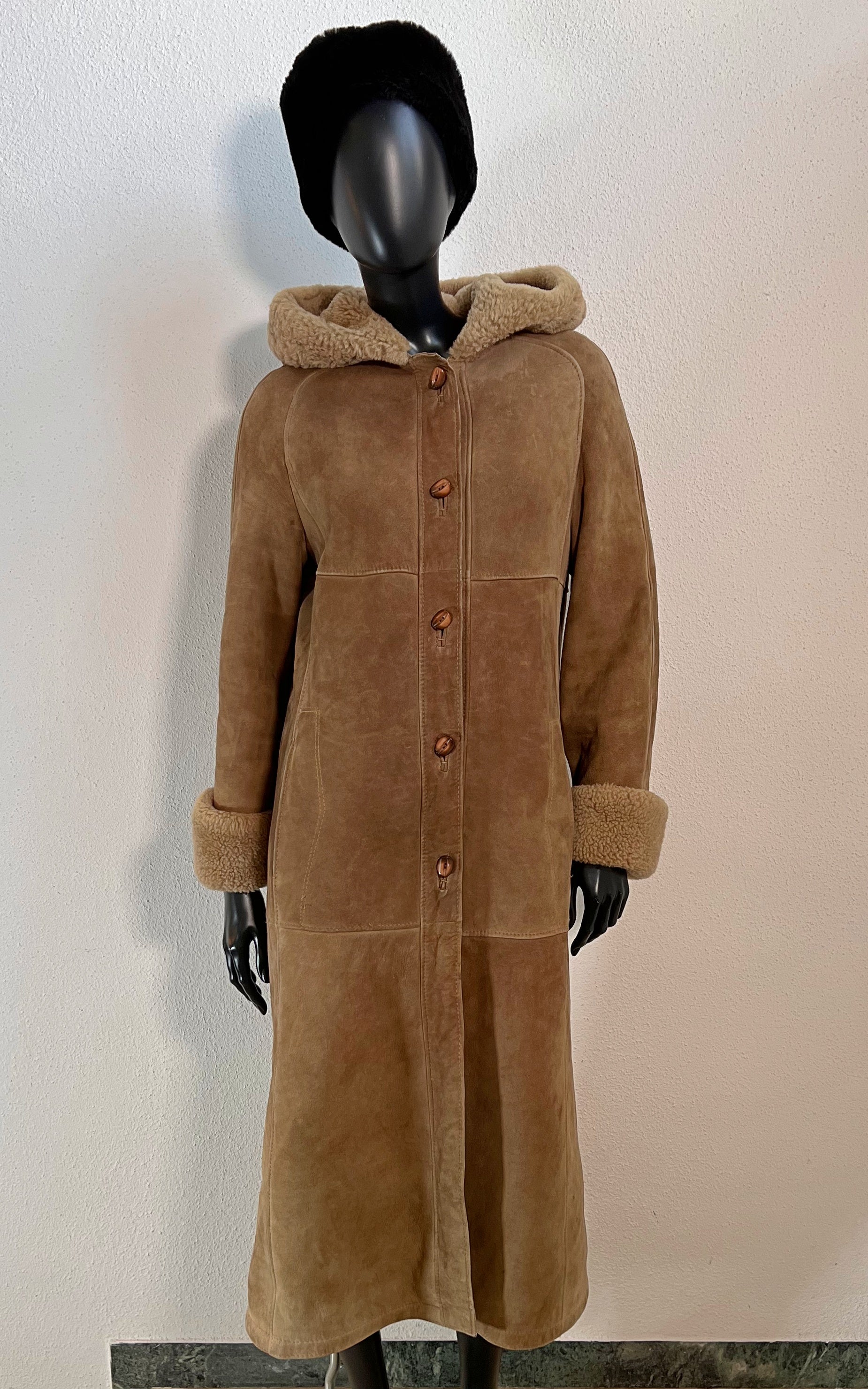 Vintage Hooded Shearling Coat