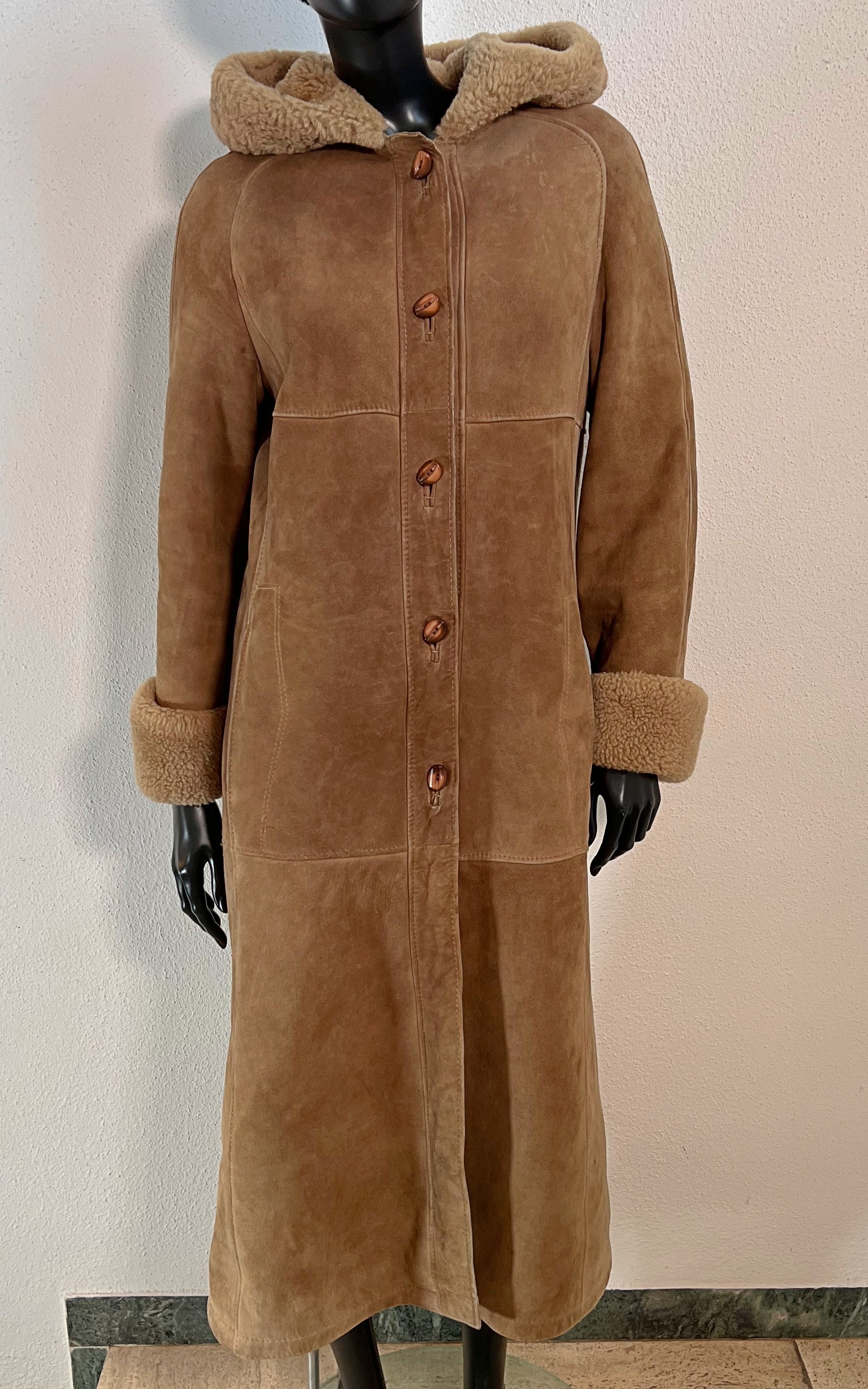 Vintage Hooded Shearling Coat