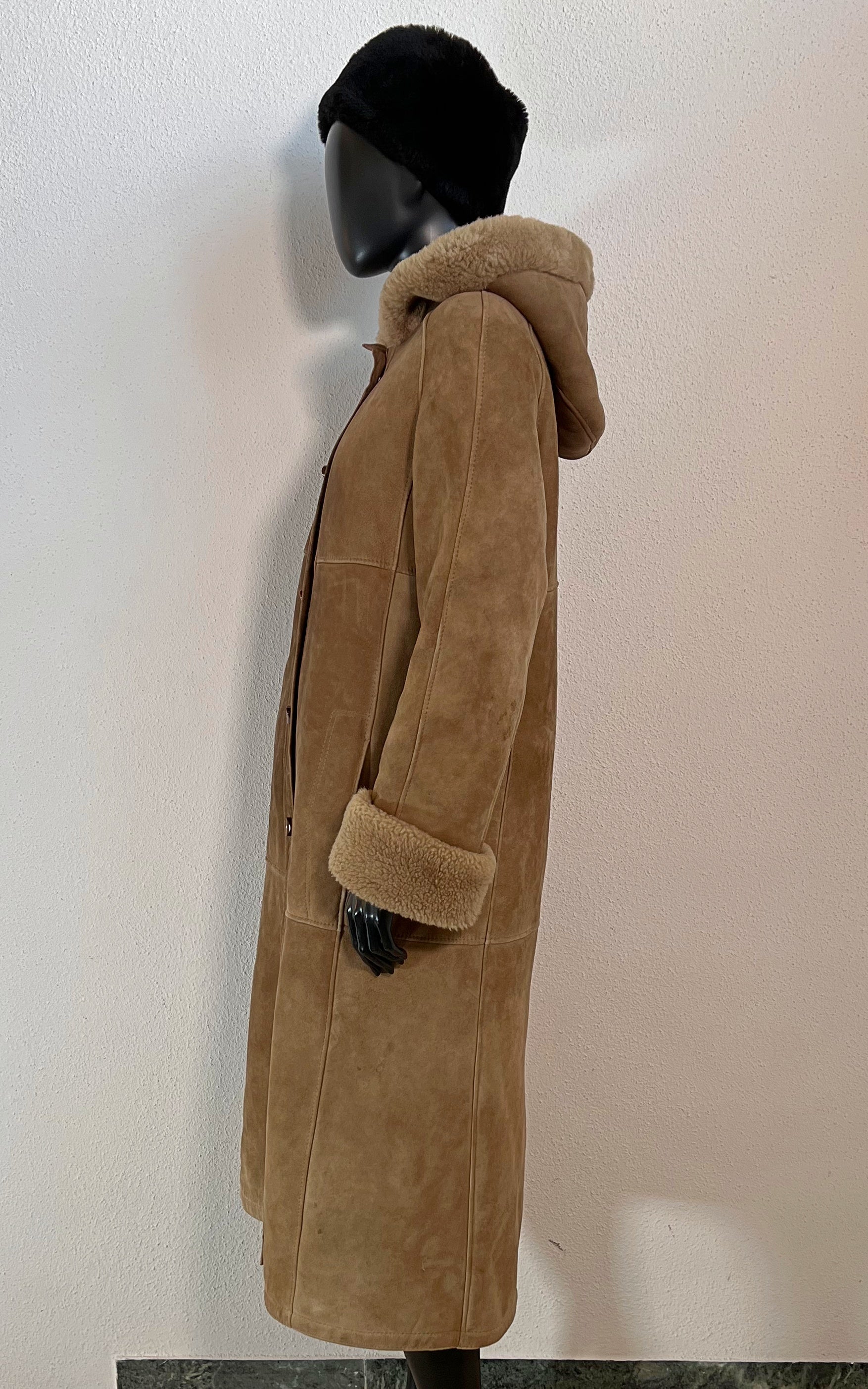 Vintage Hooded Shearling Coat