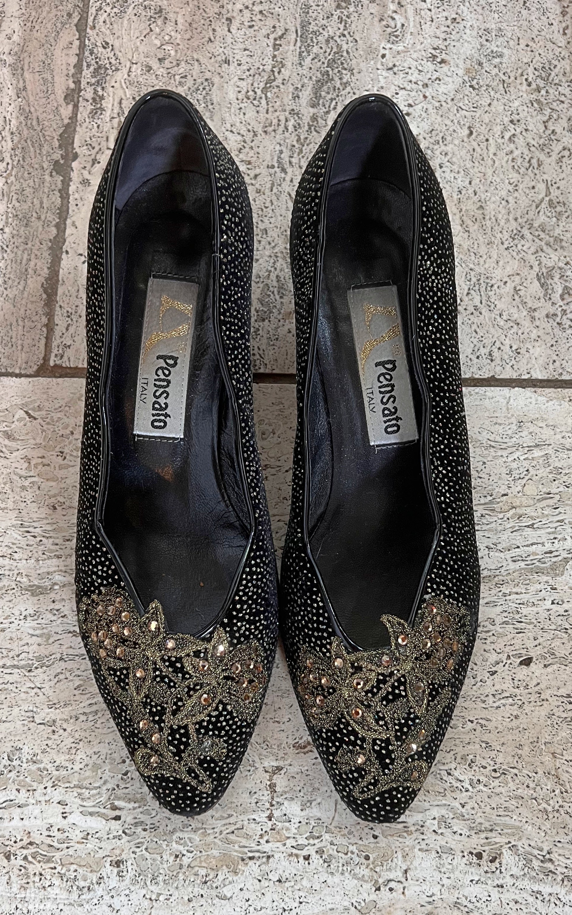 Vintage Pensato Italy Glitter Wedges 39,5