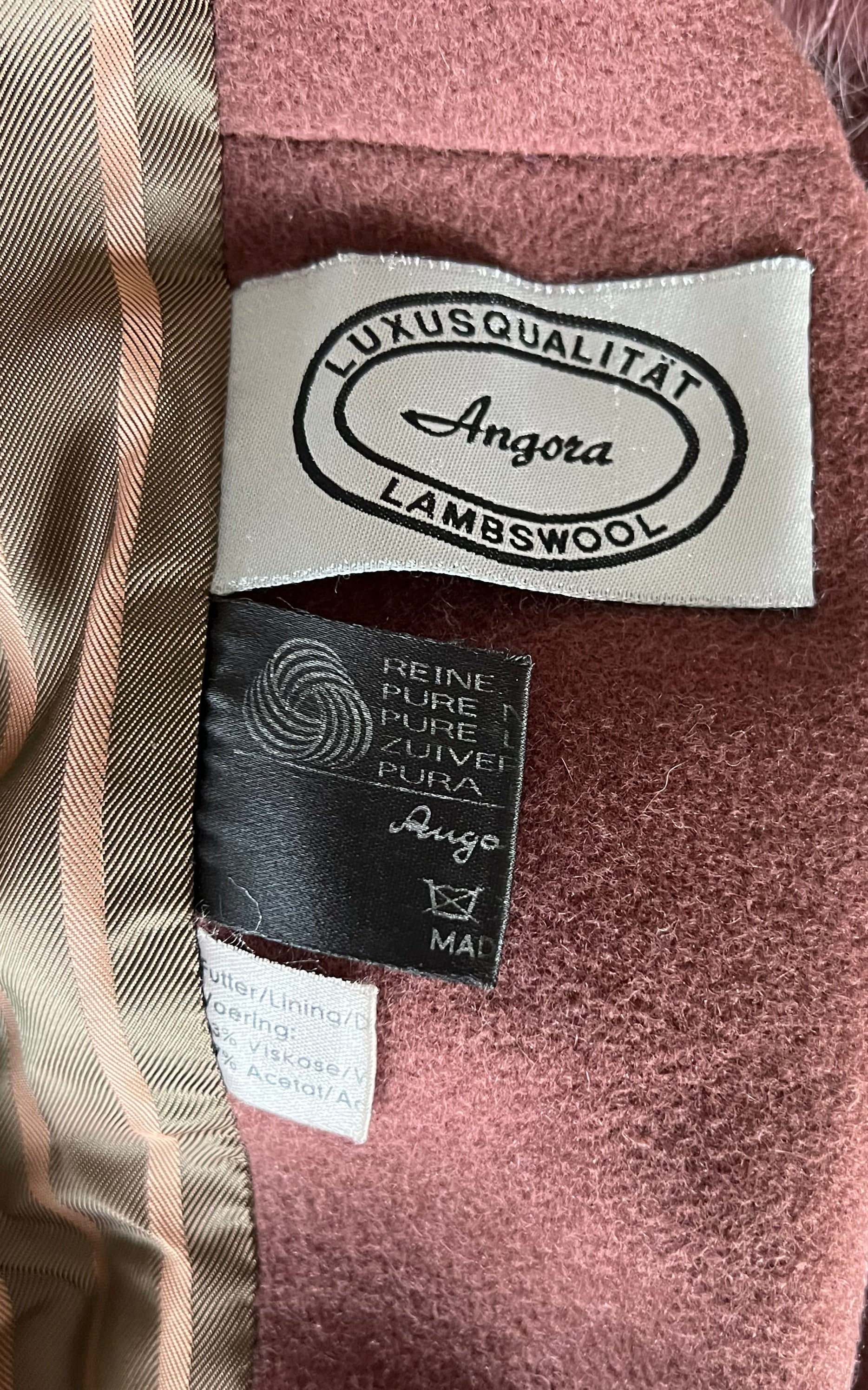 Vintage Maroon Fur Collar Angora Coat