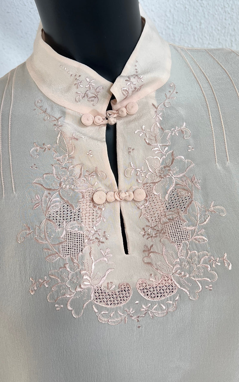 Vintage Light Rose Chinese Silk Blouse