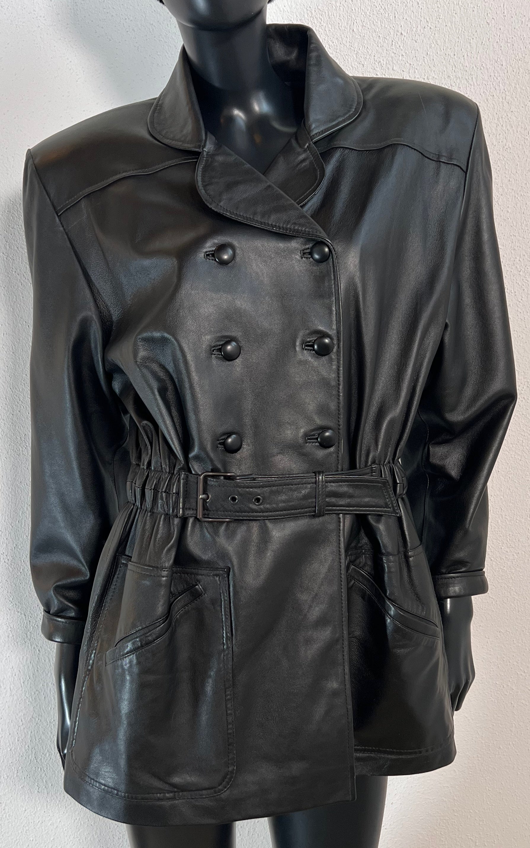 Vintage Big Shoulder Leather Jacket