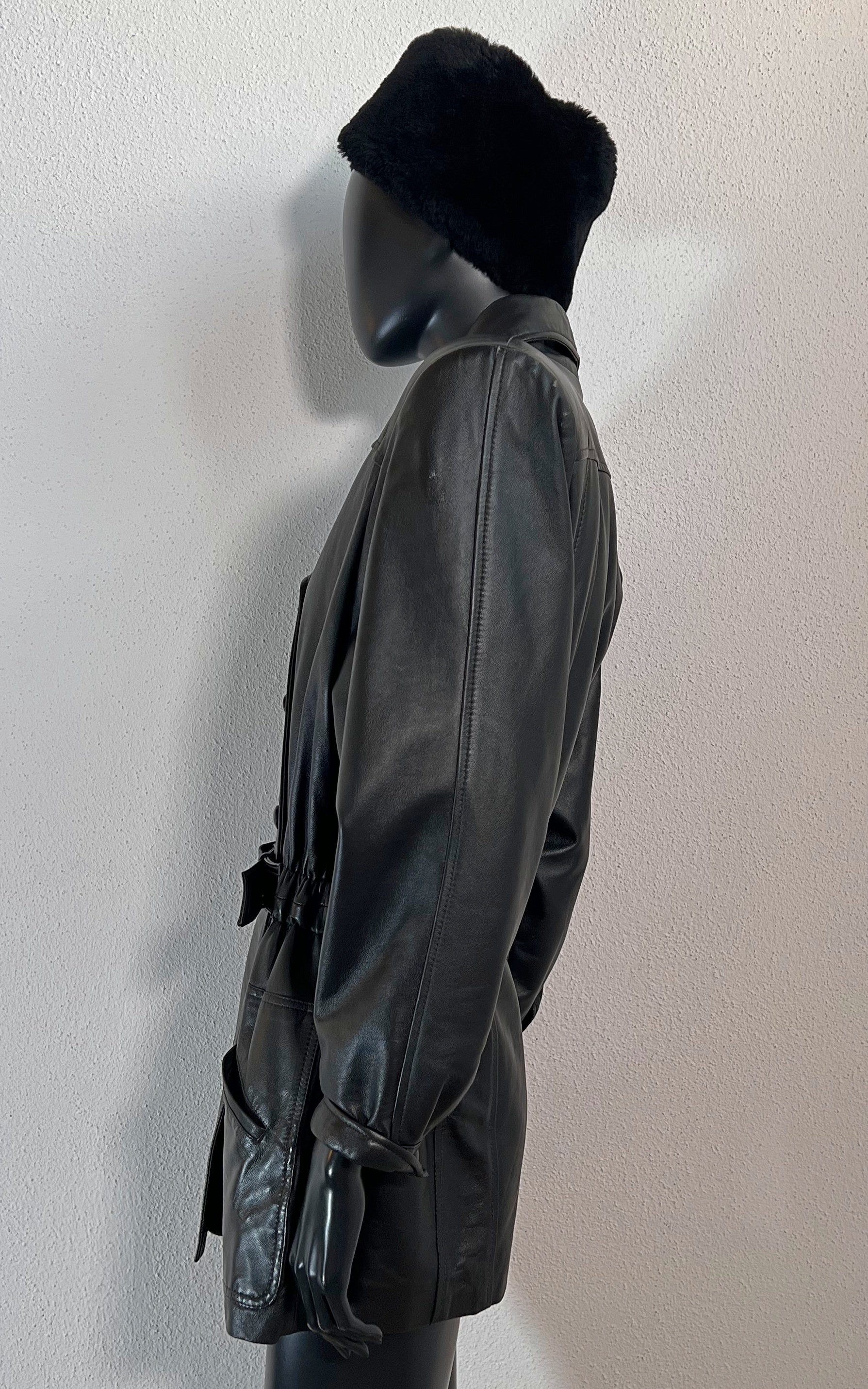 Vintage Big Shoulder Leather Jacket