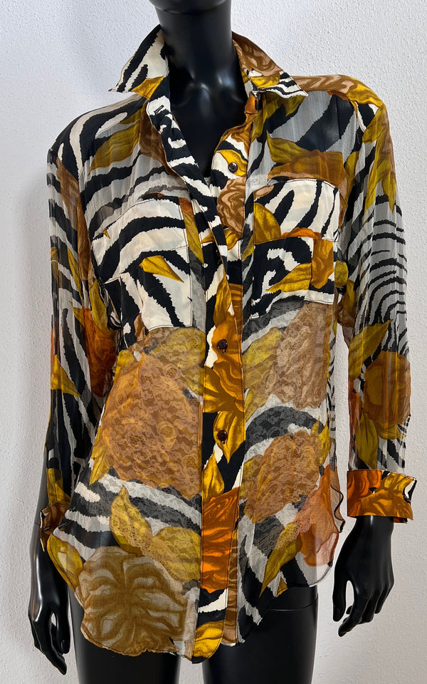 Vintage Sheer Zebra Silk Blouse