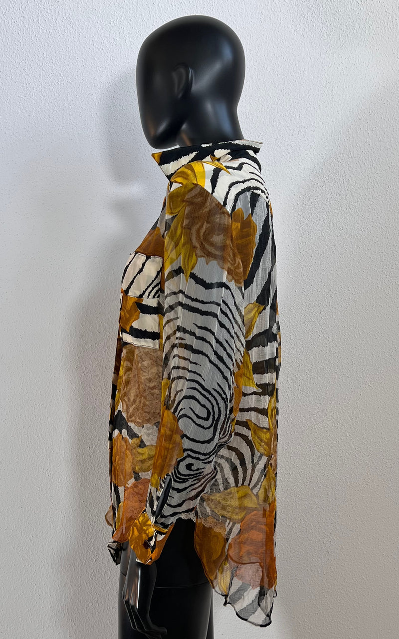 Vintage Sheer Zebra Silk Blouse