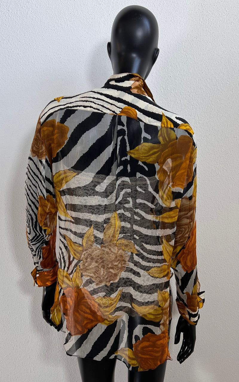 Vintage Sheer Zebra Silk Blouse