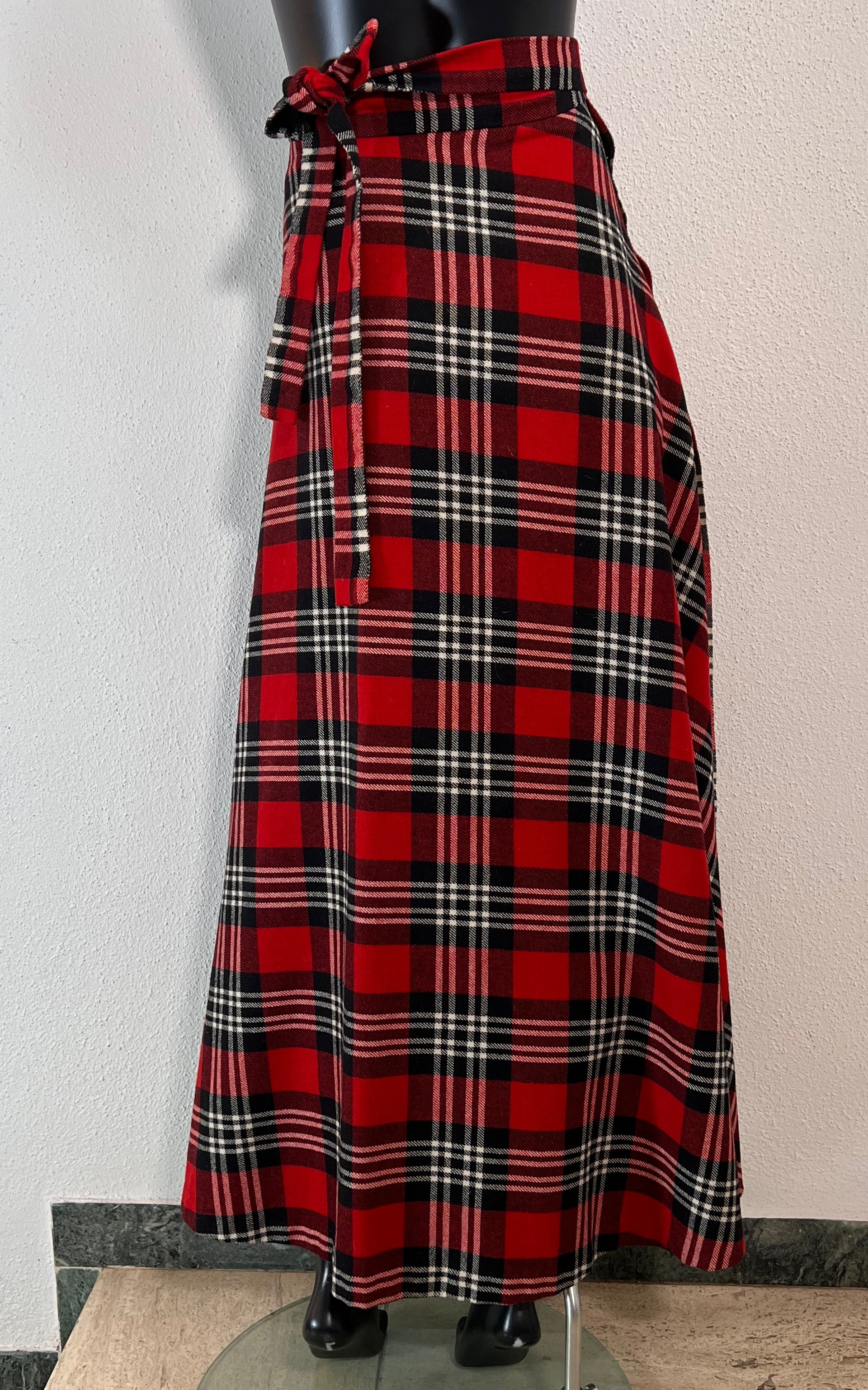Vintage Tartan Wool Maxi Skirt