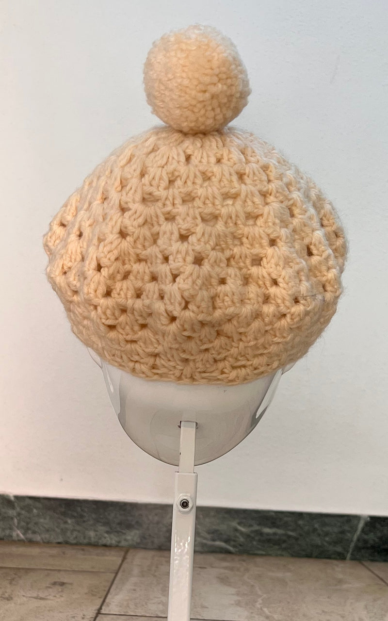 Vintage Crochet Pom Pom Beret