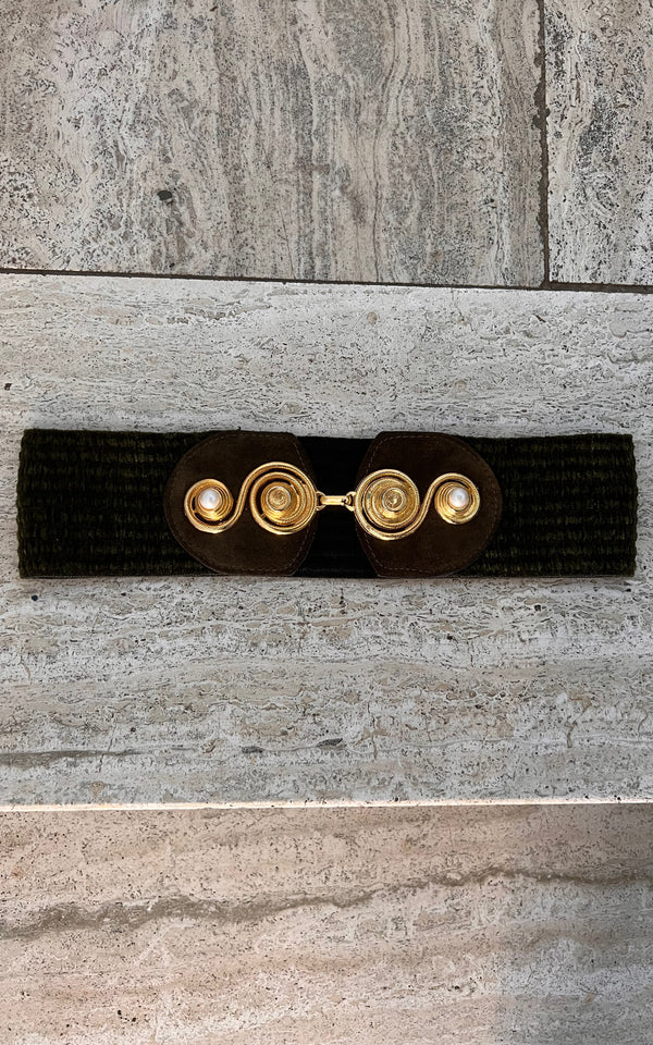 Vintage Olive 90s Stretch Belt