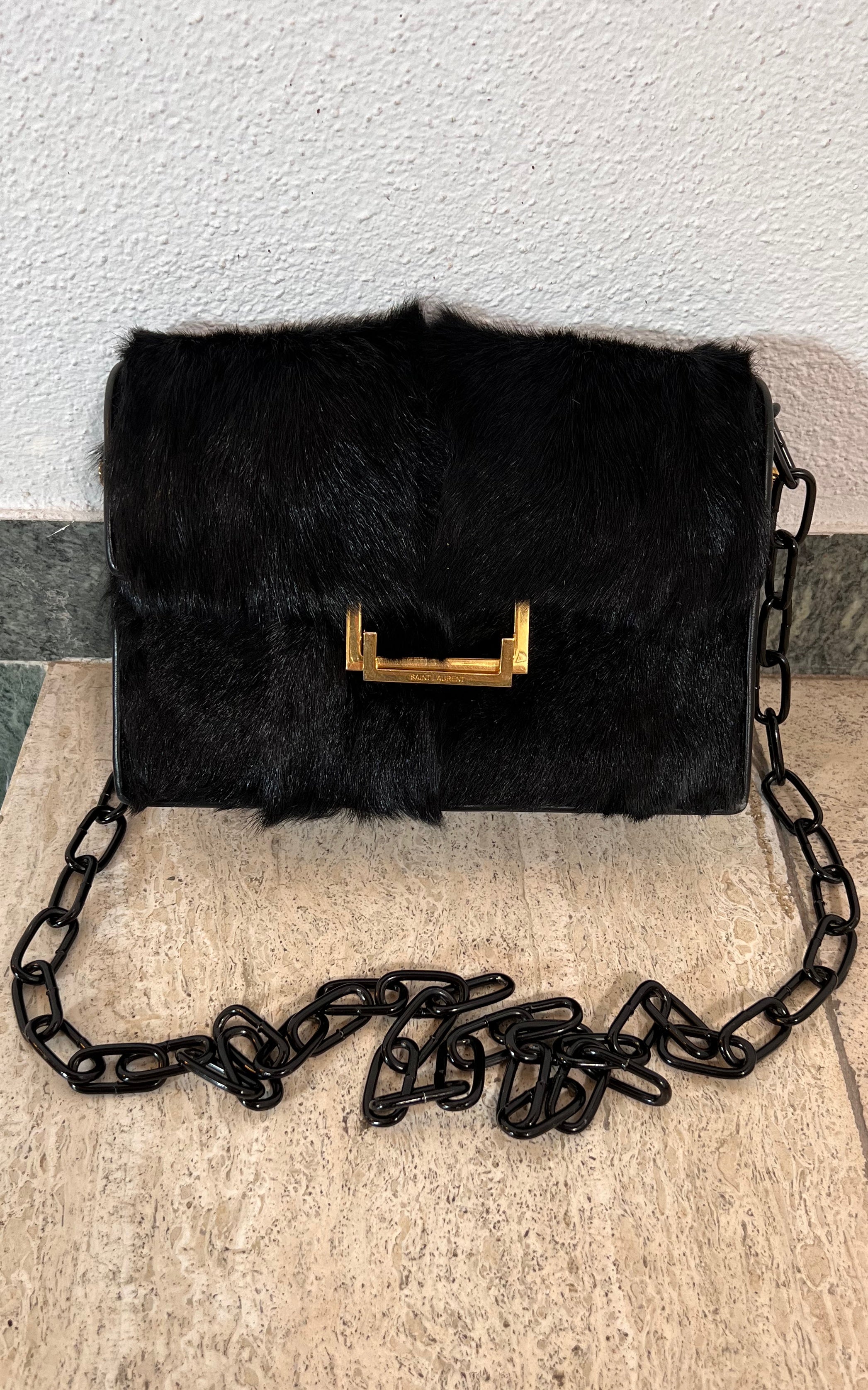 Vintage 2013 Saint Laurent LuLu Goat Hair Bag