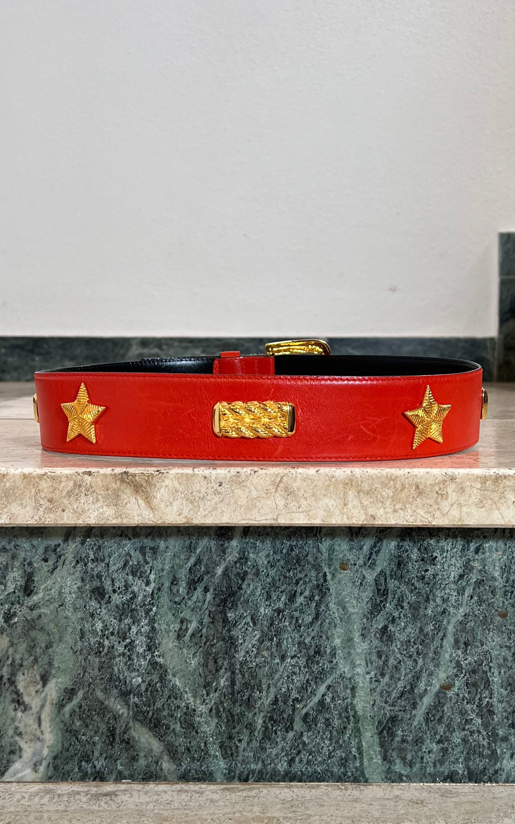 Vintage 90s Red Escada Star Belt