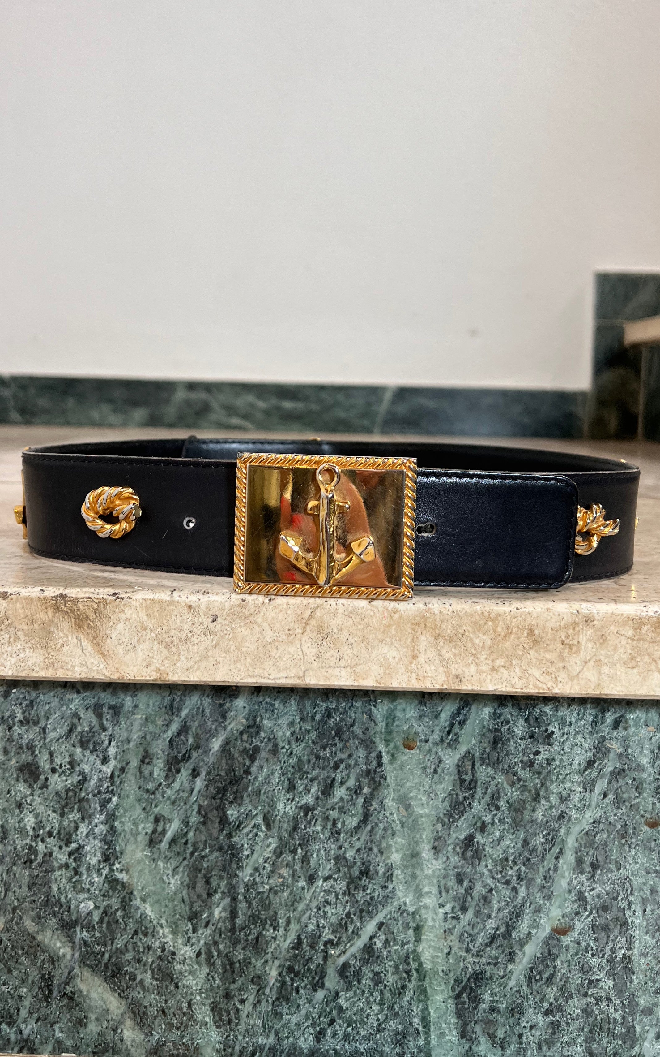 Vintage 90s Escada Anchor Belt Darkblue