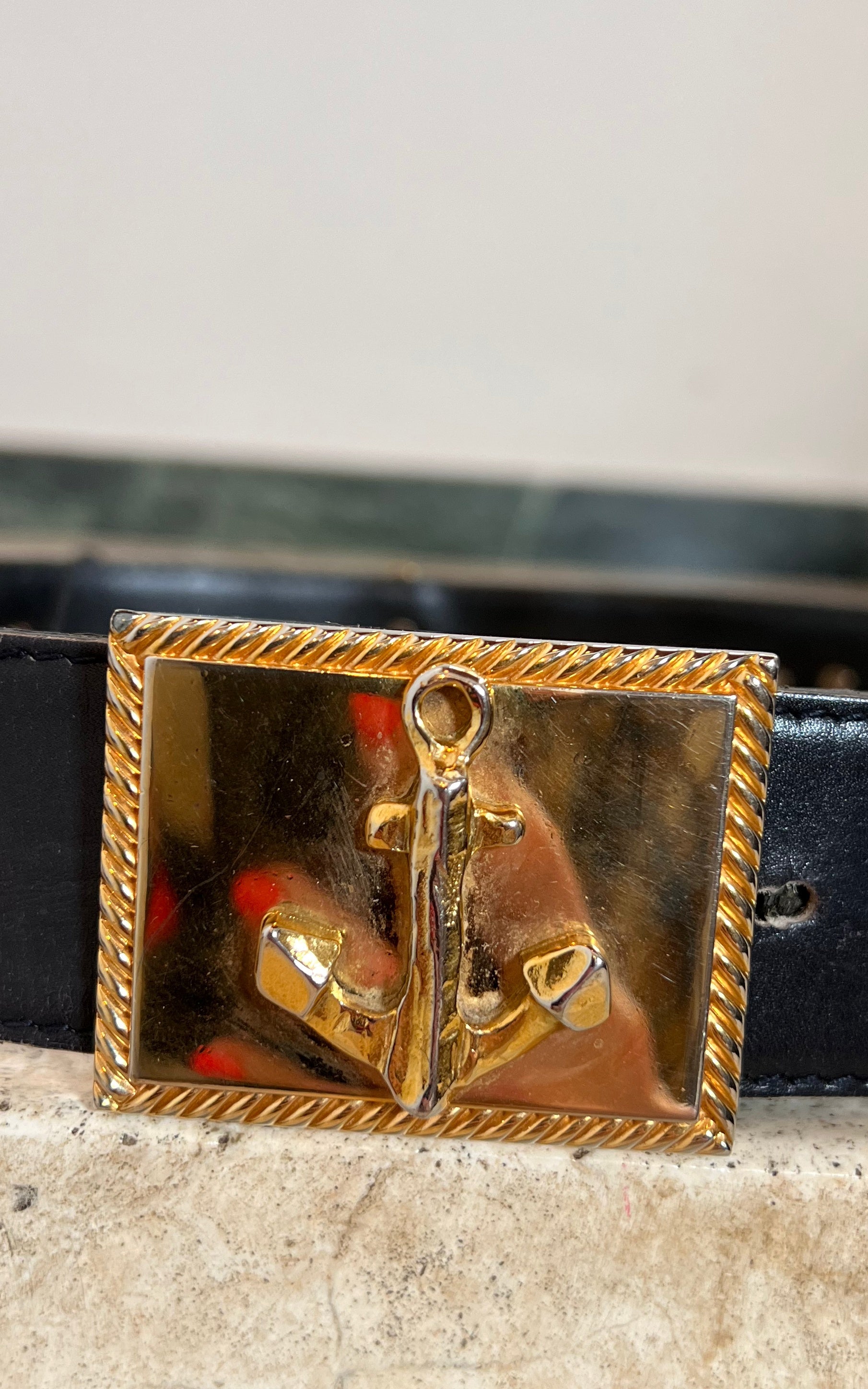 Vintage 90s Escada Anchor Belt Darkblue