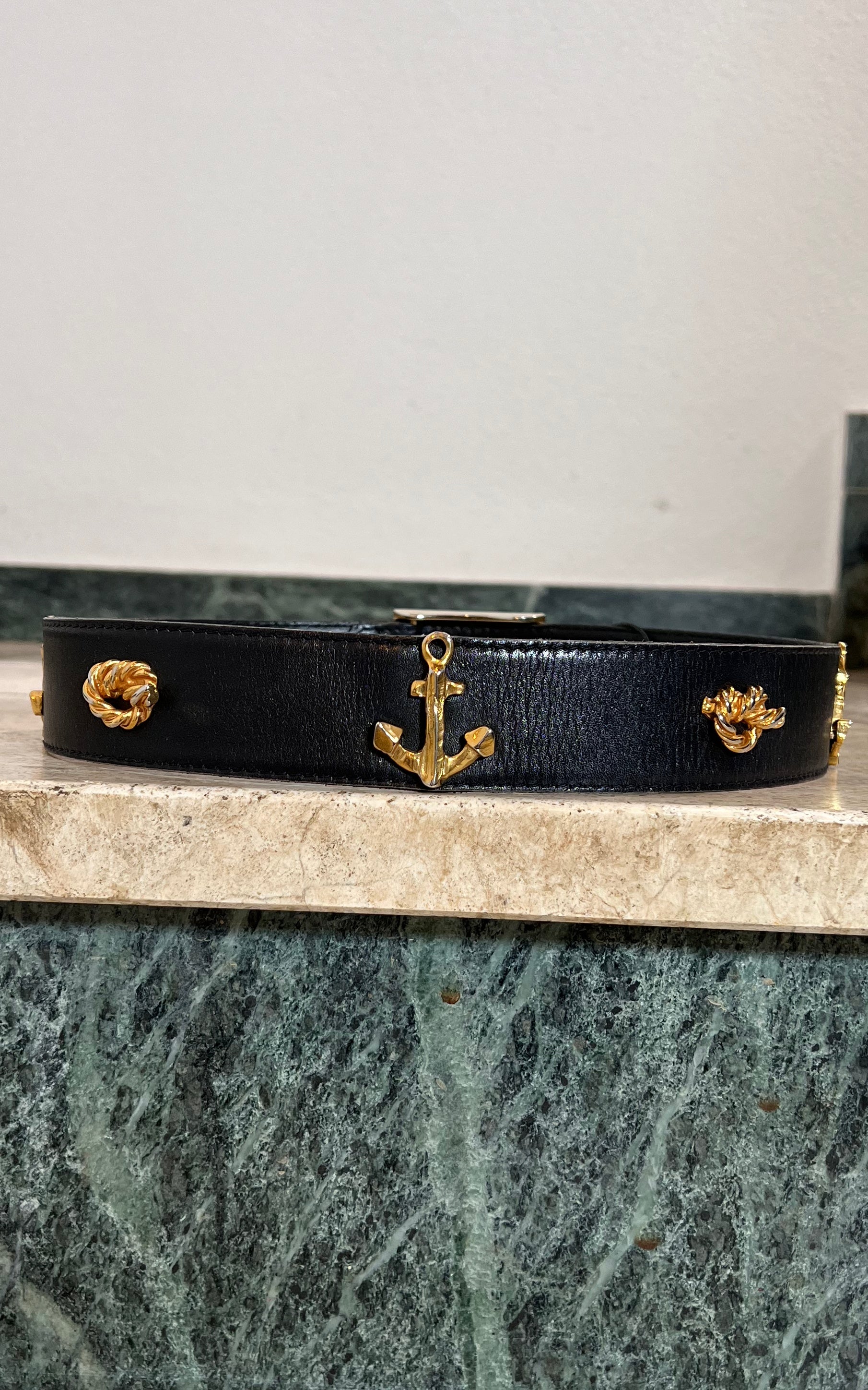 Vintage 90s Escada Anchor Belt Darkblue
