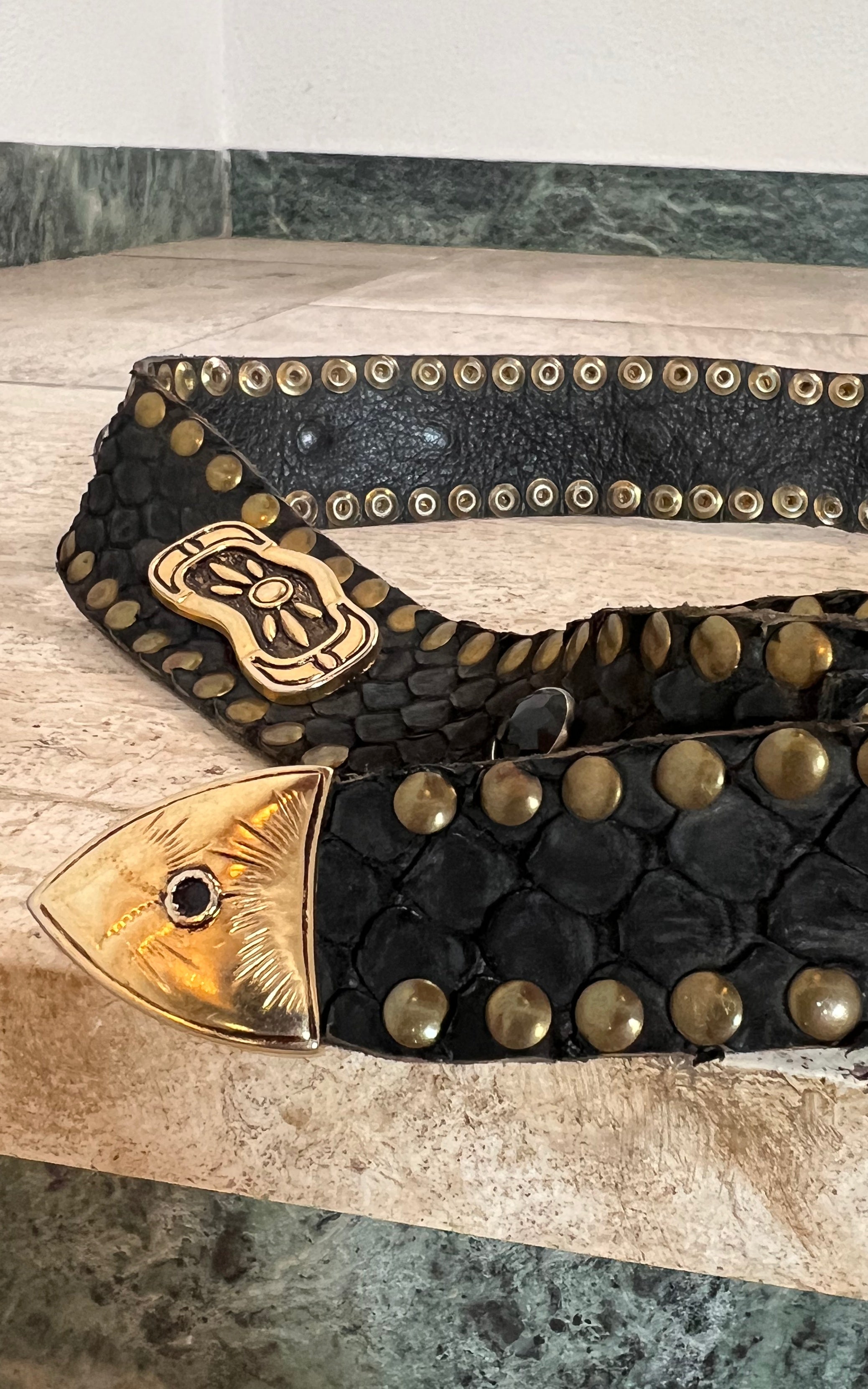 Vintage 80s Python Skin Belt