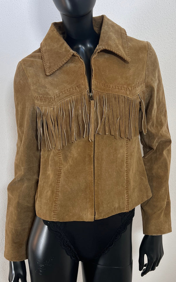 Vintage 90s Fringed Leather Jacket