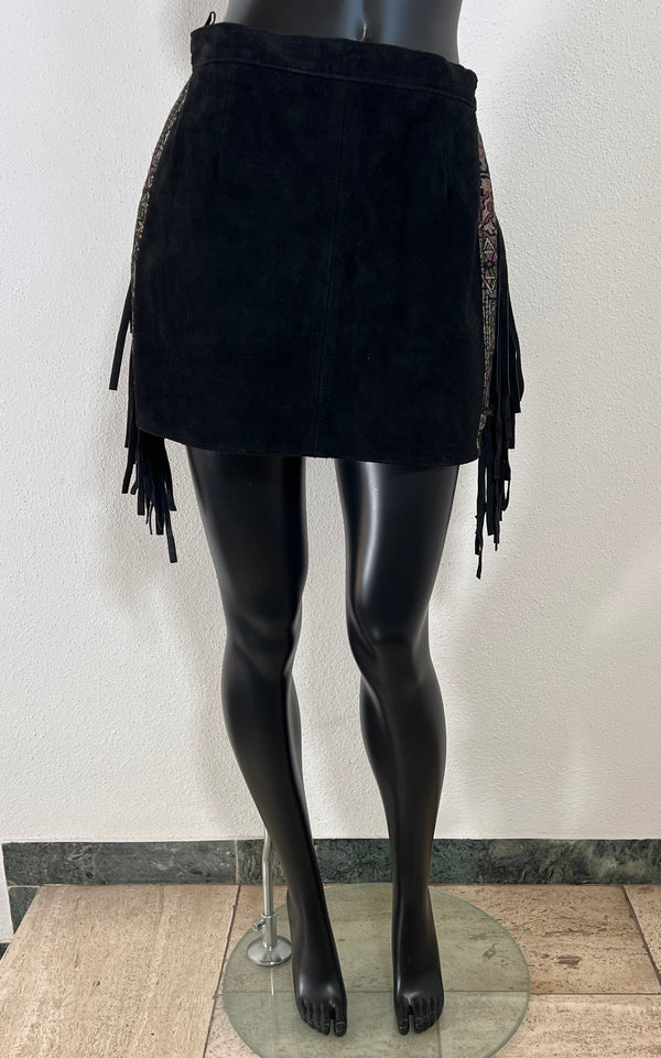 Vintage Fringed Suede Leather Skirt