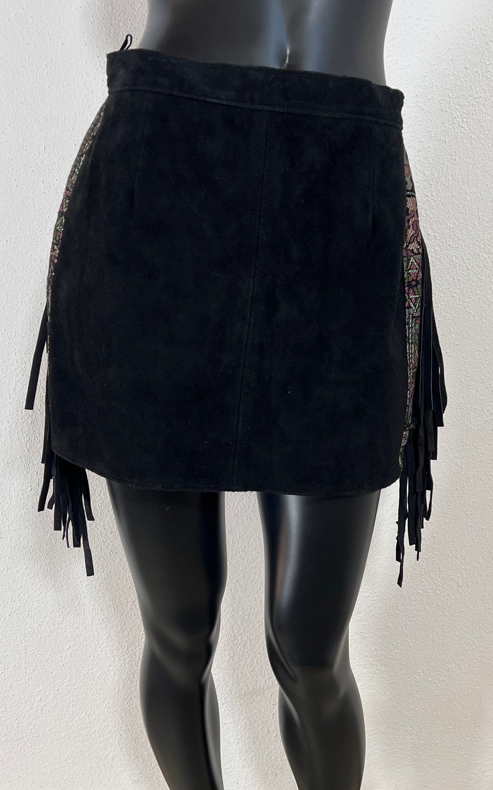 Vintage Fringed Suede Leather Skirt