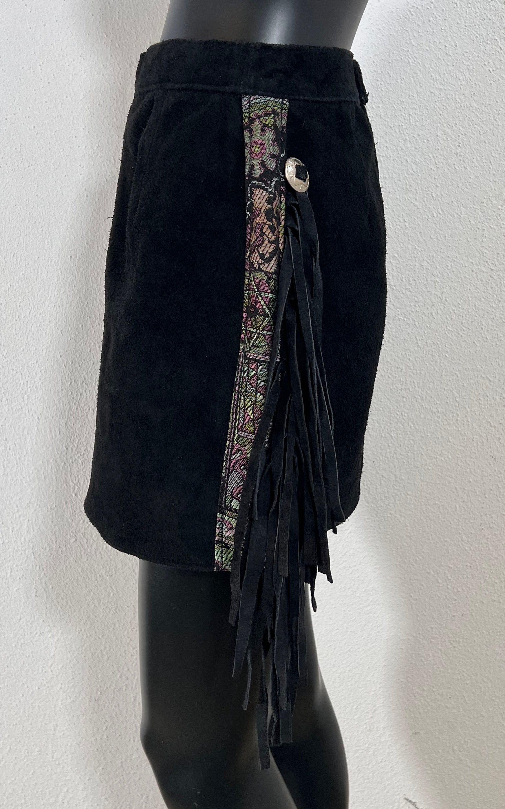 Vintage Fringed Suede Leather Skirt