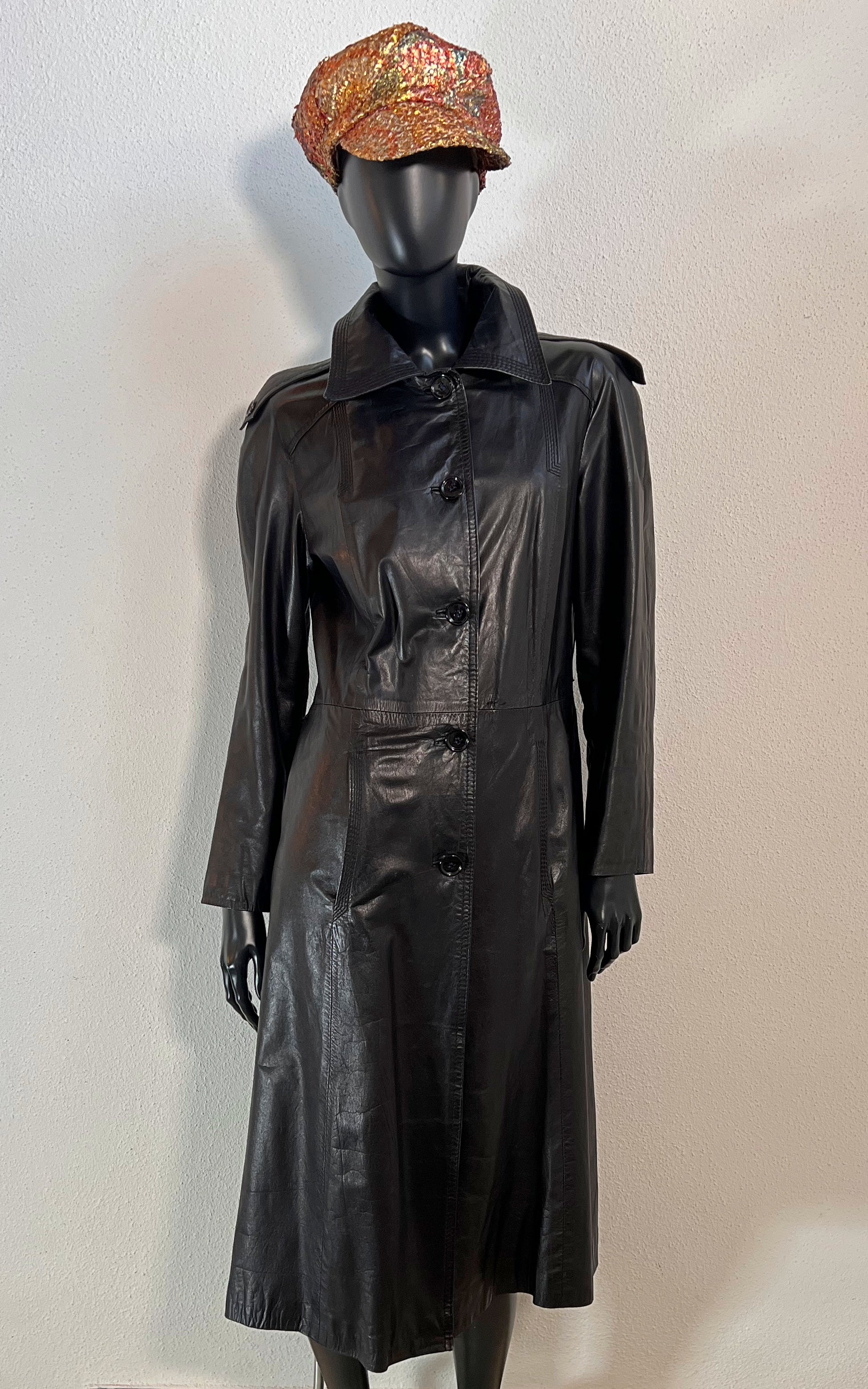 Vintage 70s Black Leathercoat