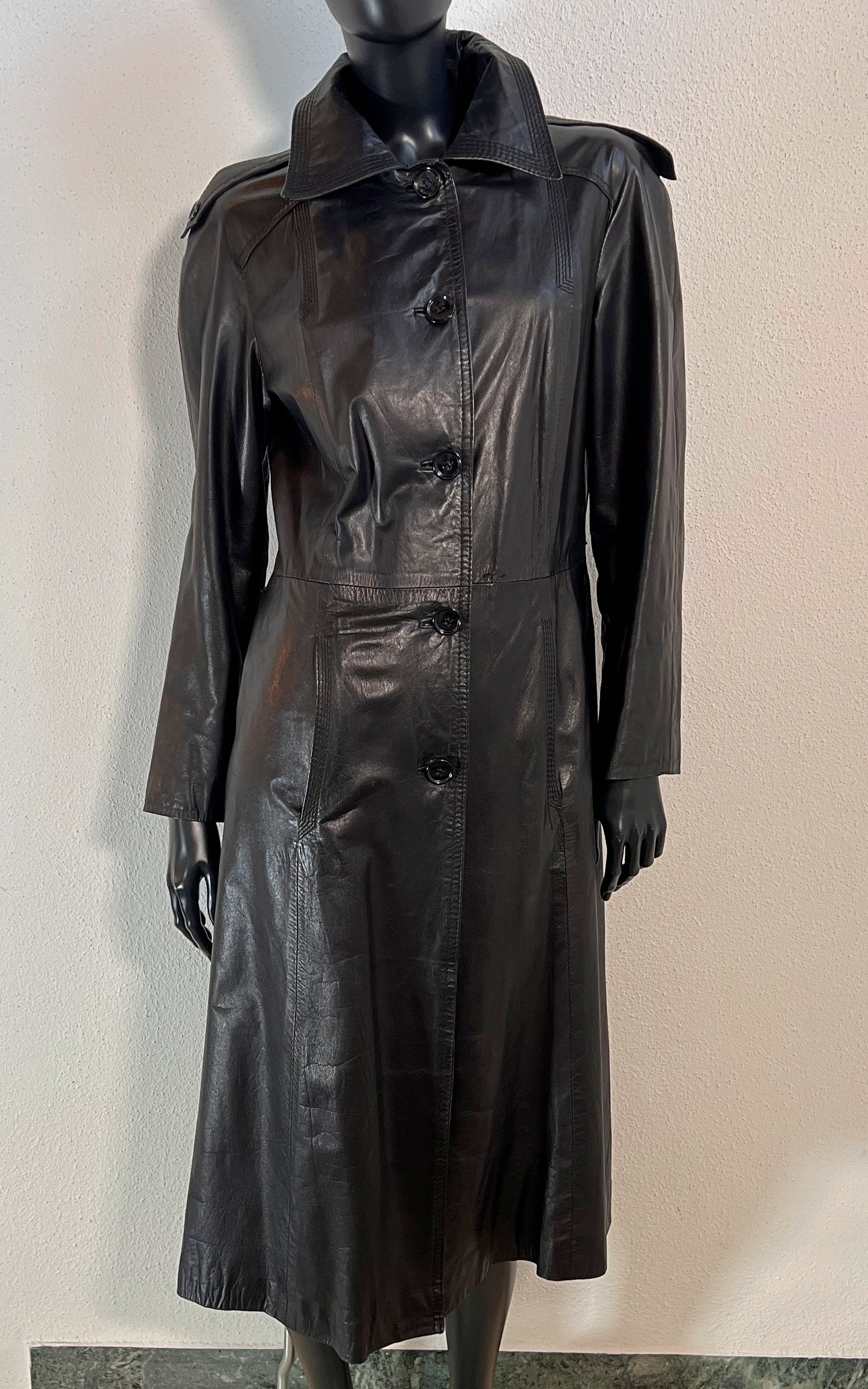Vintage 70s Black Leathercoat