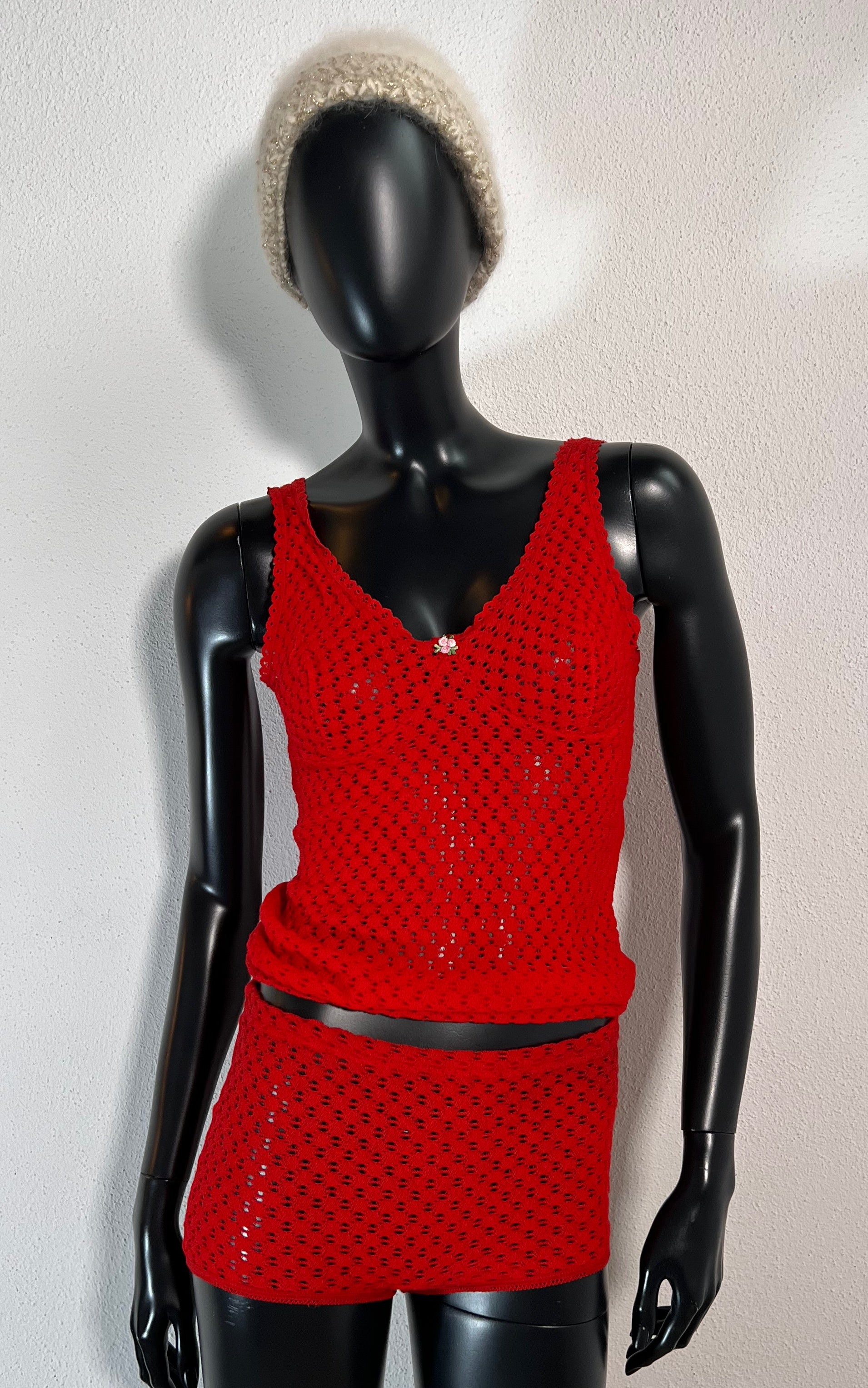 Vintage 70s Knitted Wool Underwear Set