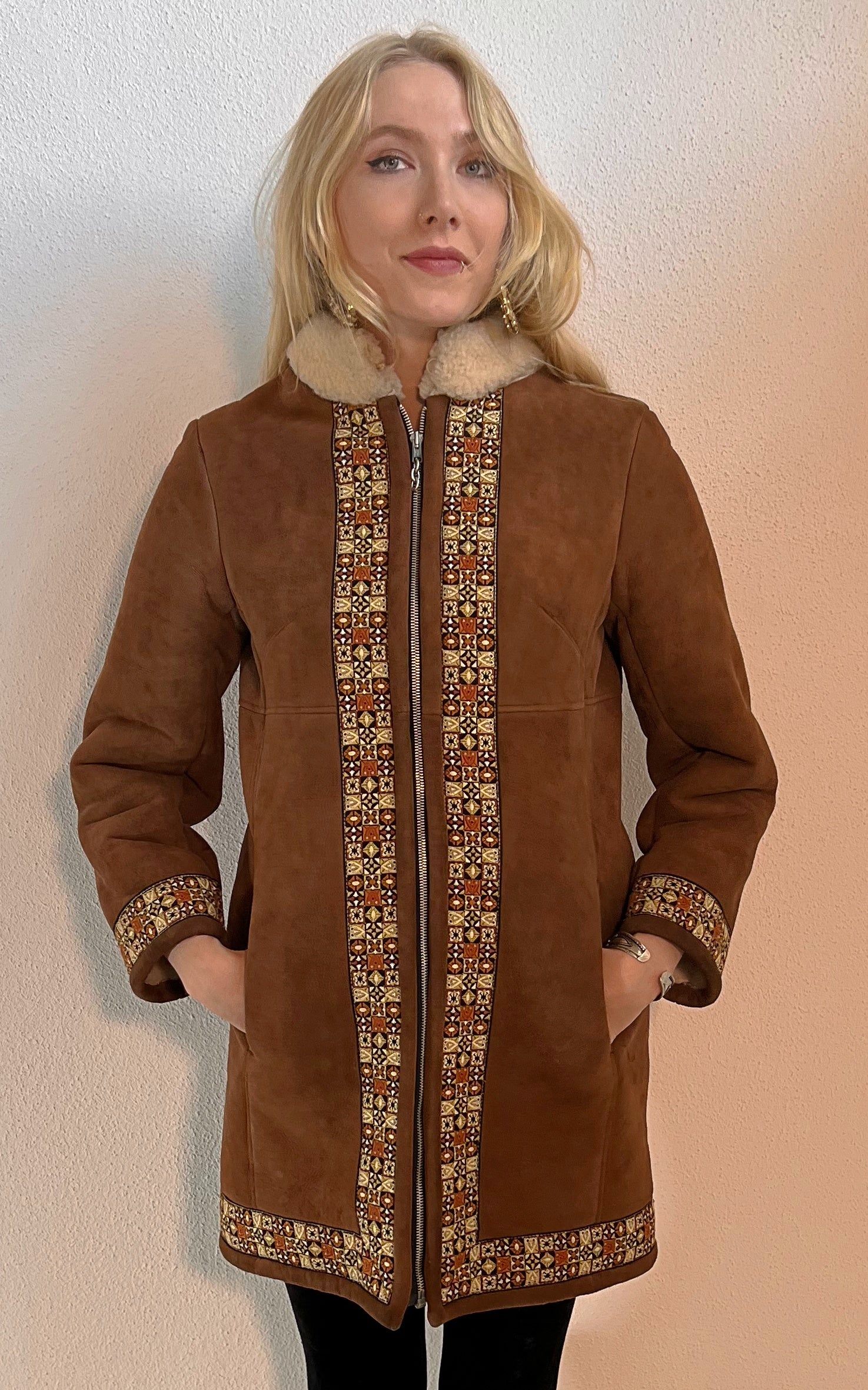 Cappotto vintage in montone anni '70