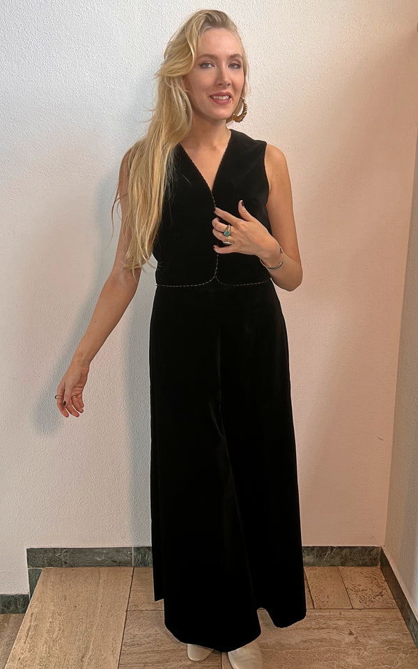 Completo vintage in velluto anni '70 in due pezzi