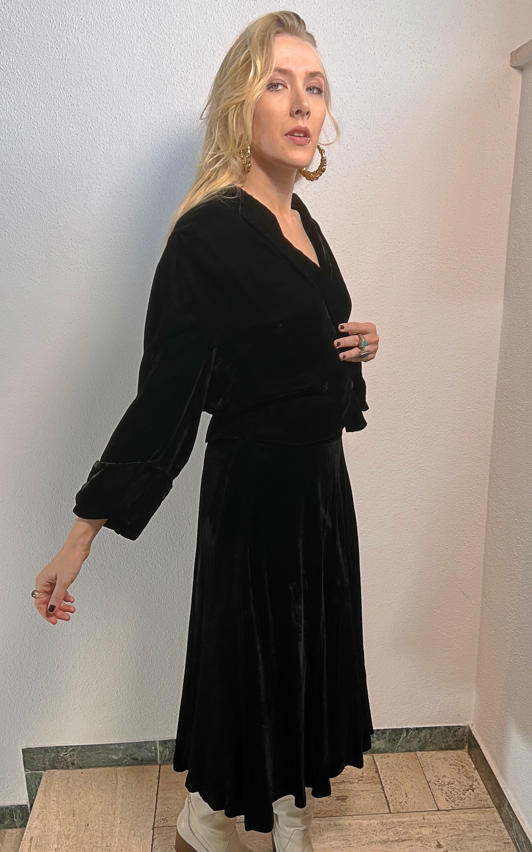 Vintage 40s Velvet Silk Set