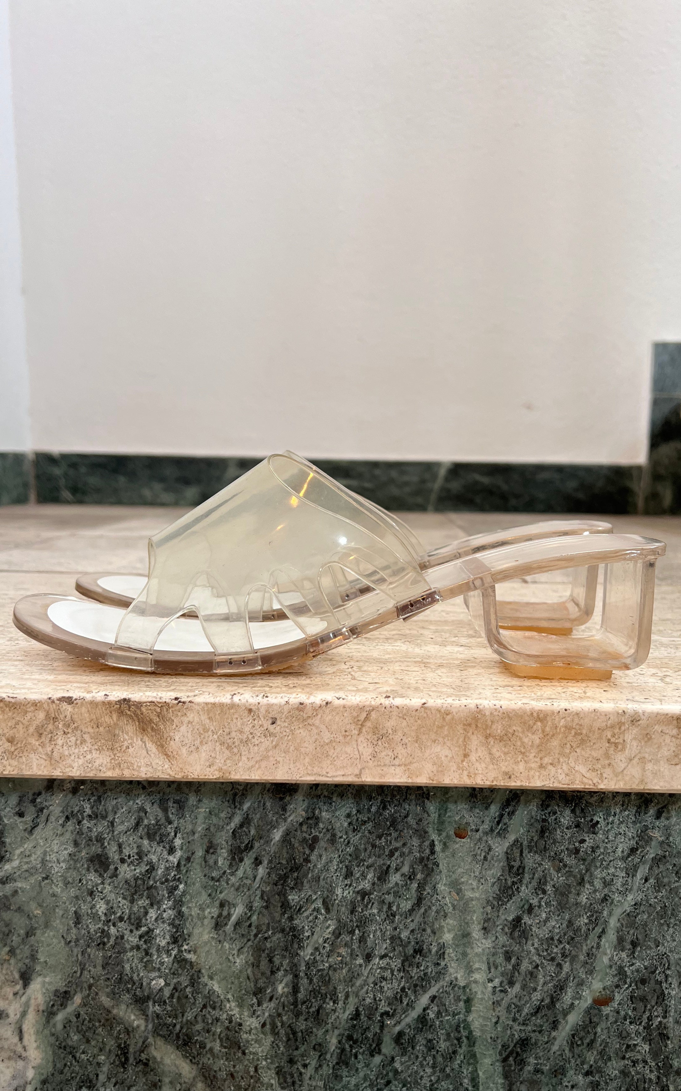 Vintage 60s Clear Mules 40