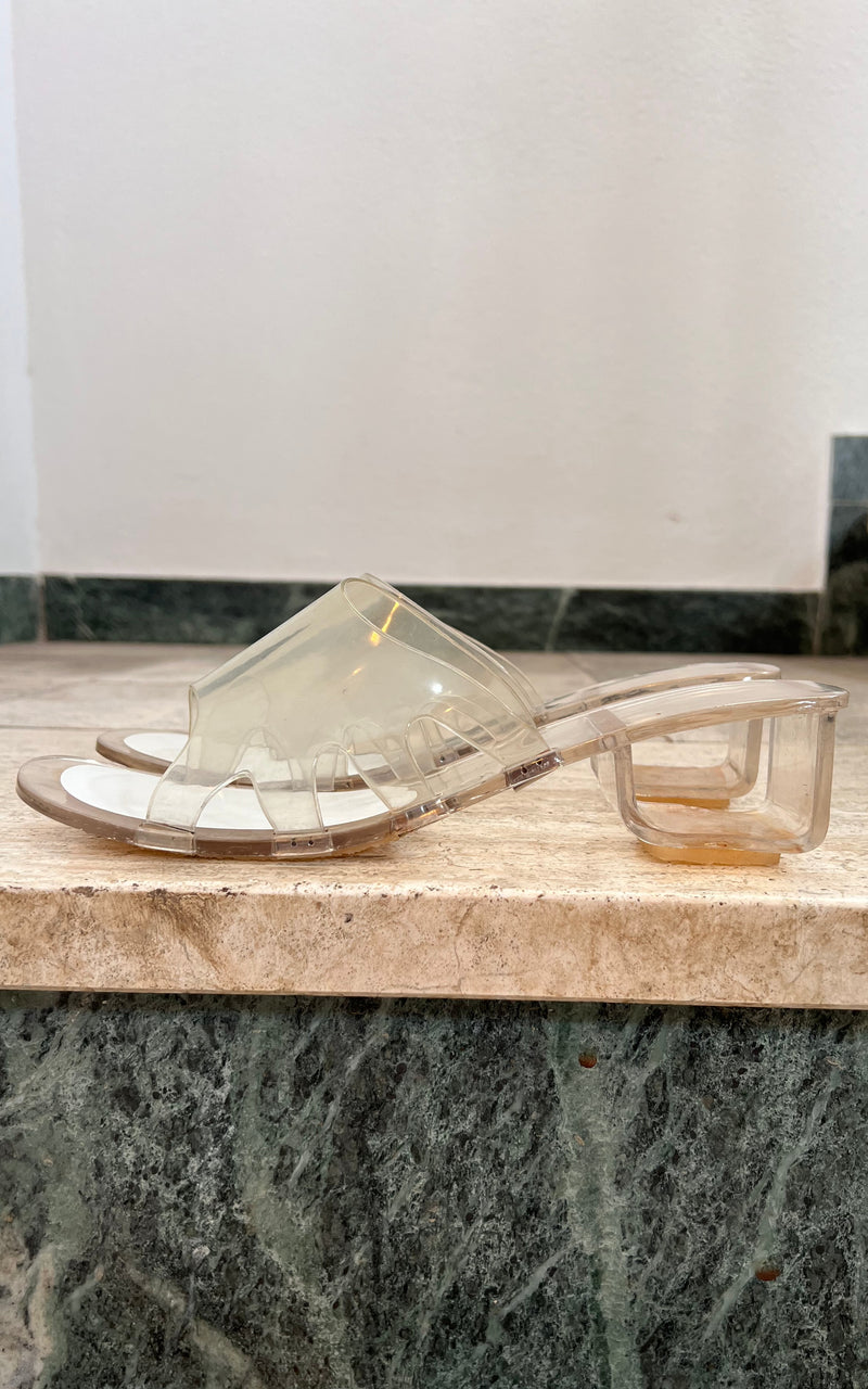Vintage 60s Clear Mules 40