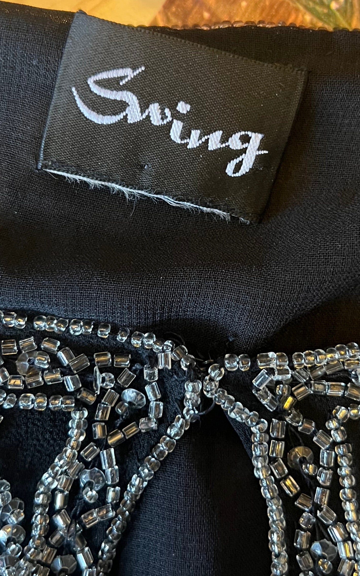 Vintage Crooped Sequins Silk Top