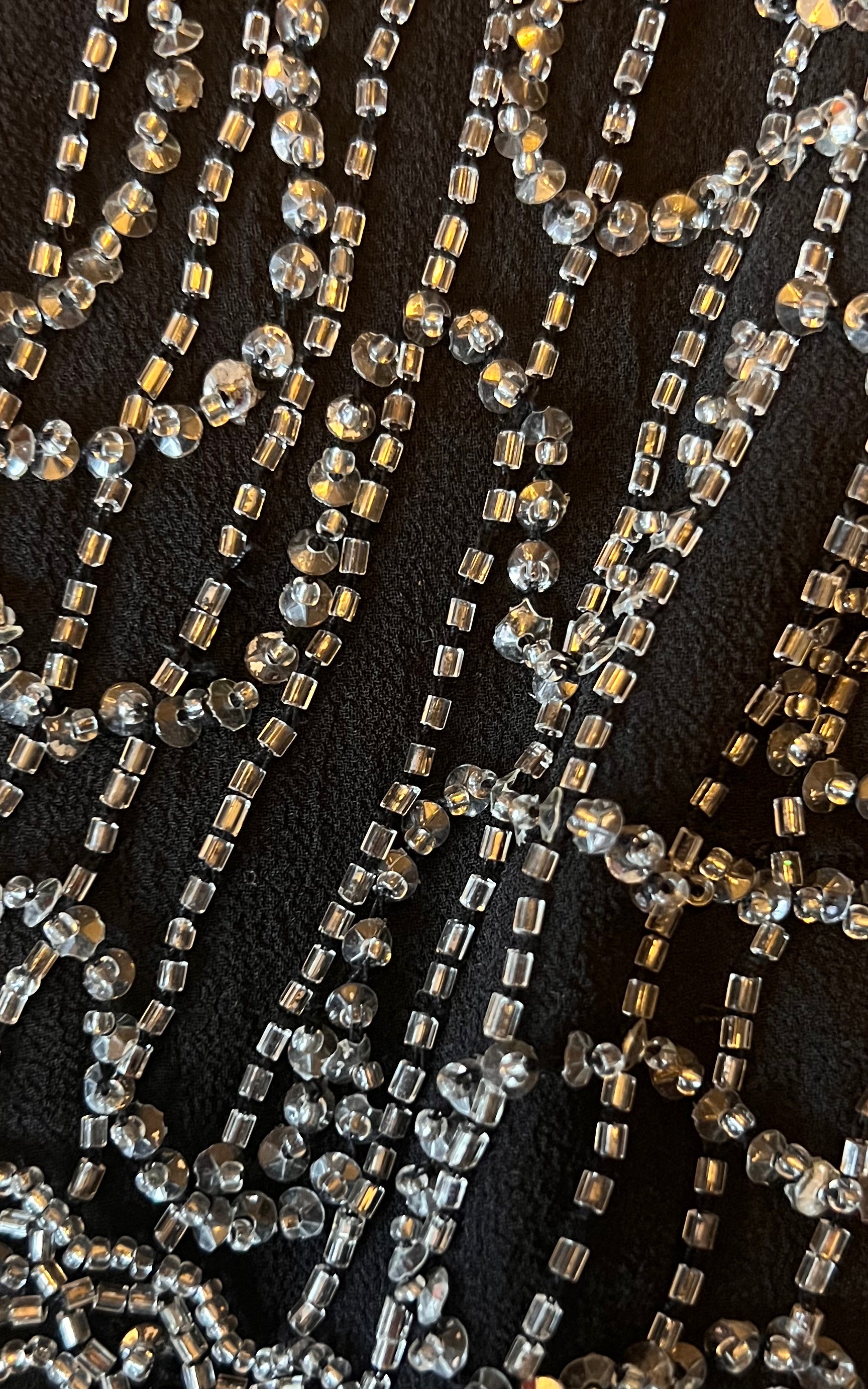 Vintage Crooped Sequins Silk Top