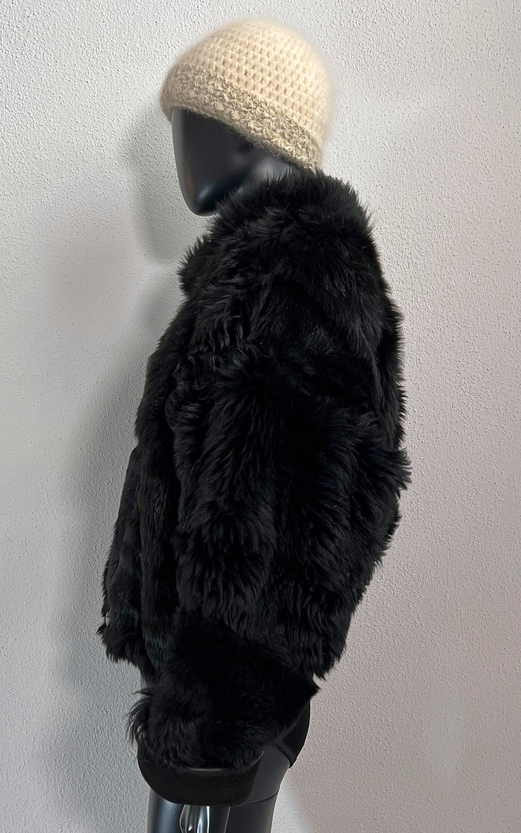 Reworked Vintage Cropped Curly Shearling Jacket